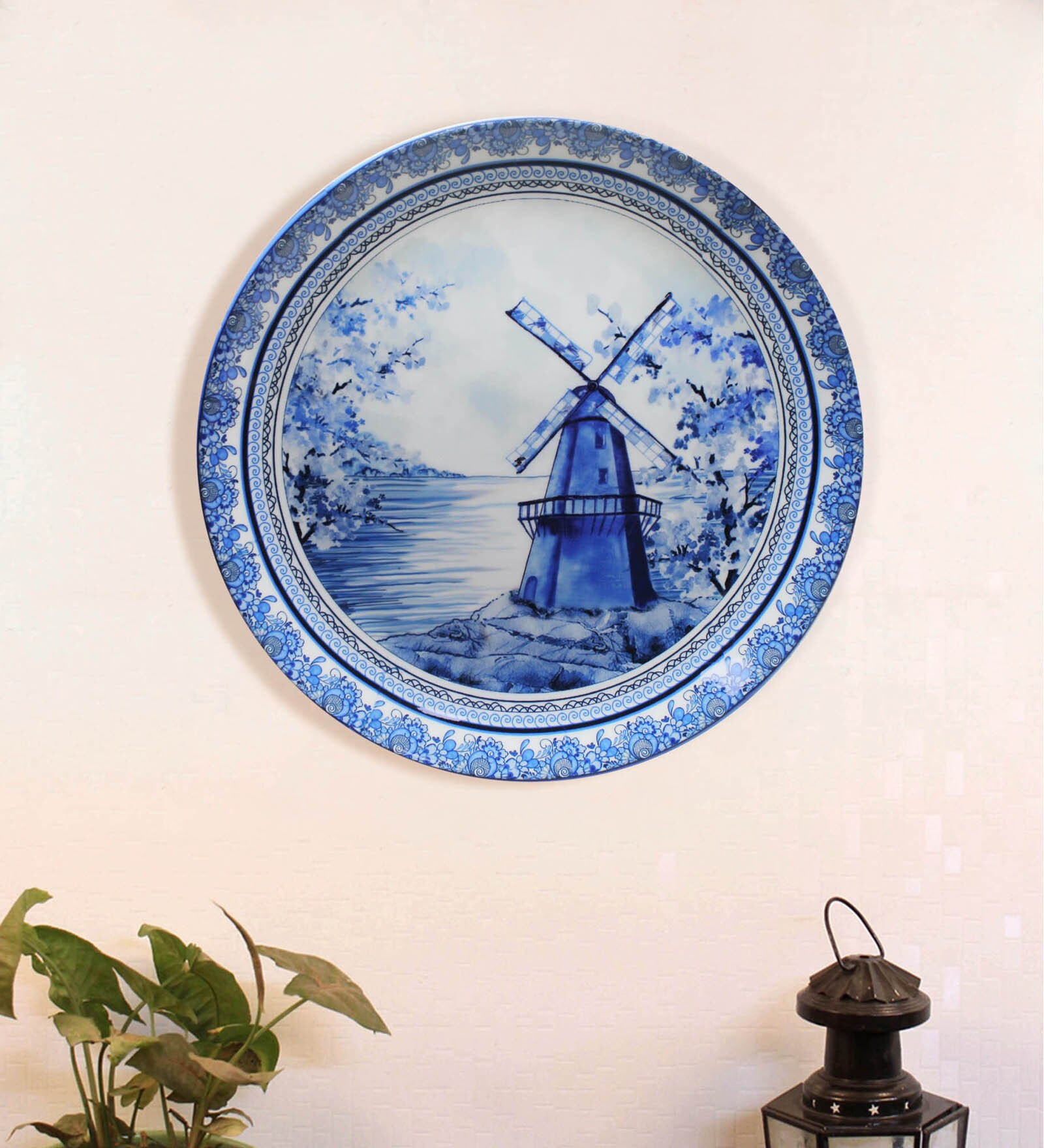 Blue Bone China Delftware Dutch Blue Pottery Inspired Home Decor Wall Plate 7.5 Inch