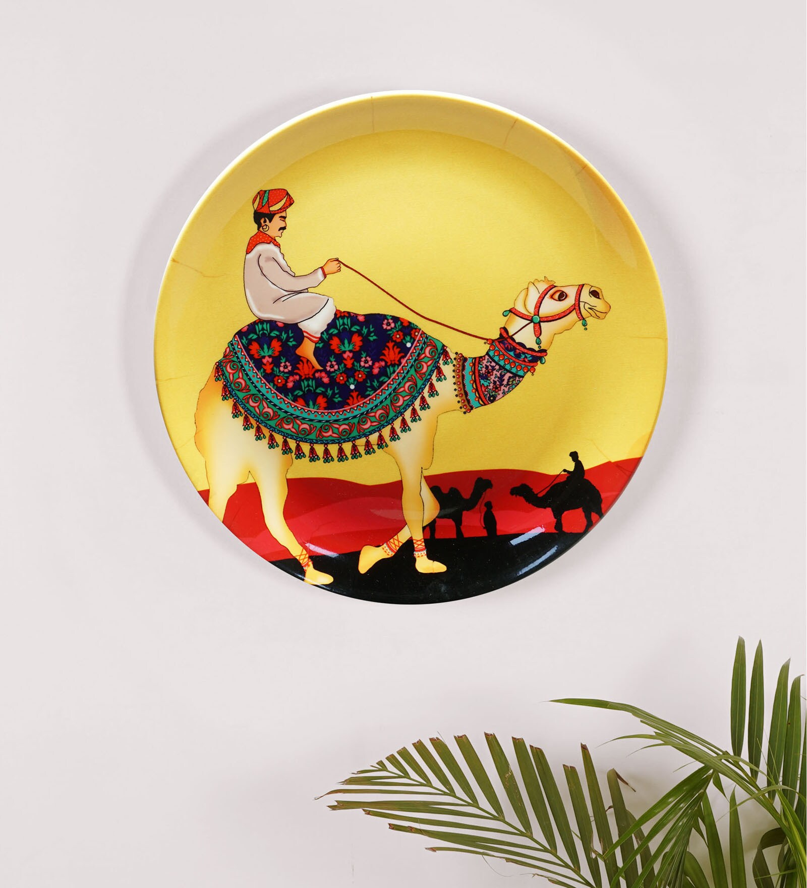 Yellow Bone China Princely Camel Inspired Home Decor Wall Plate 10 Inch