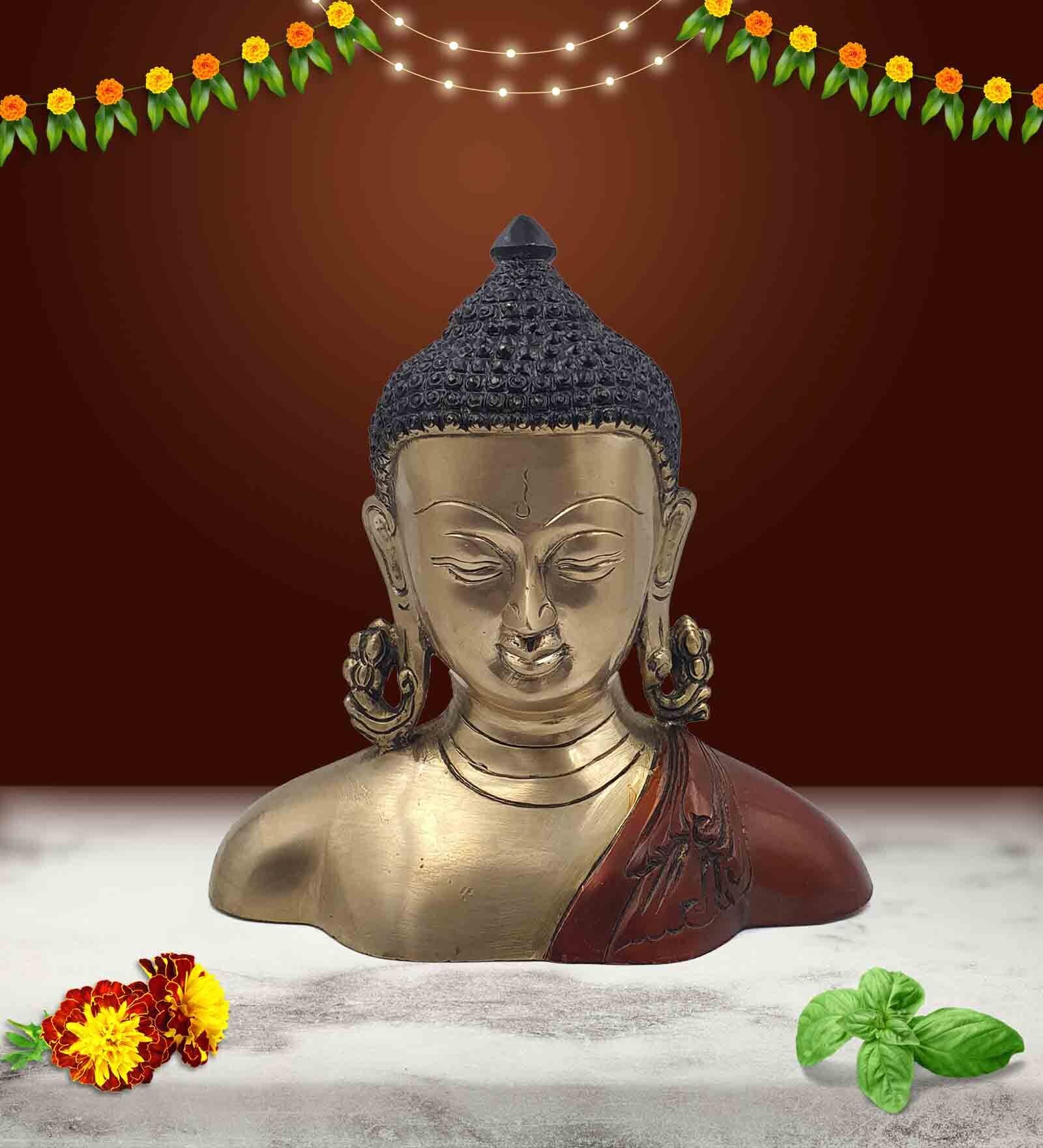 Multicolour Brass Buddha-Dhyana Mudra Religious Idol