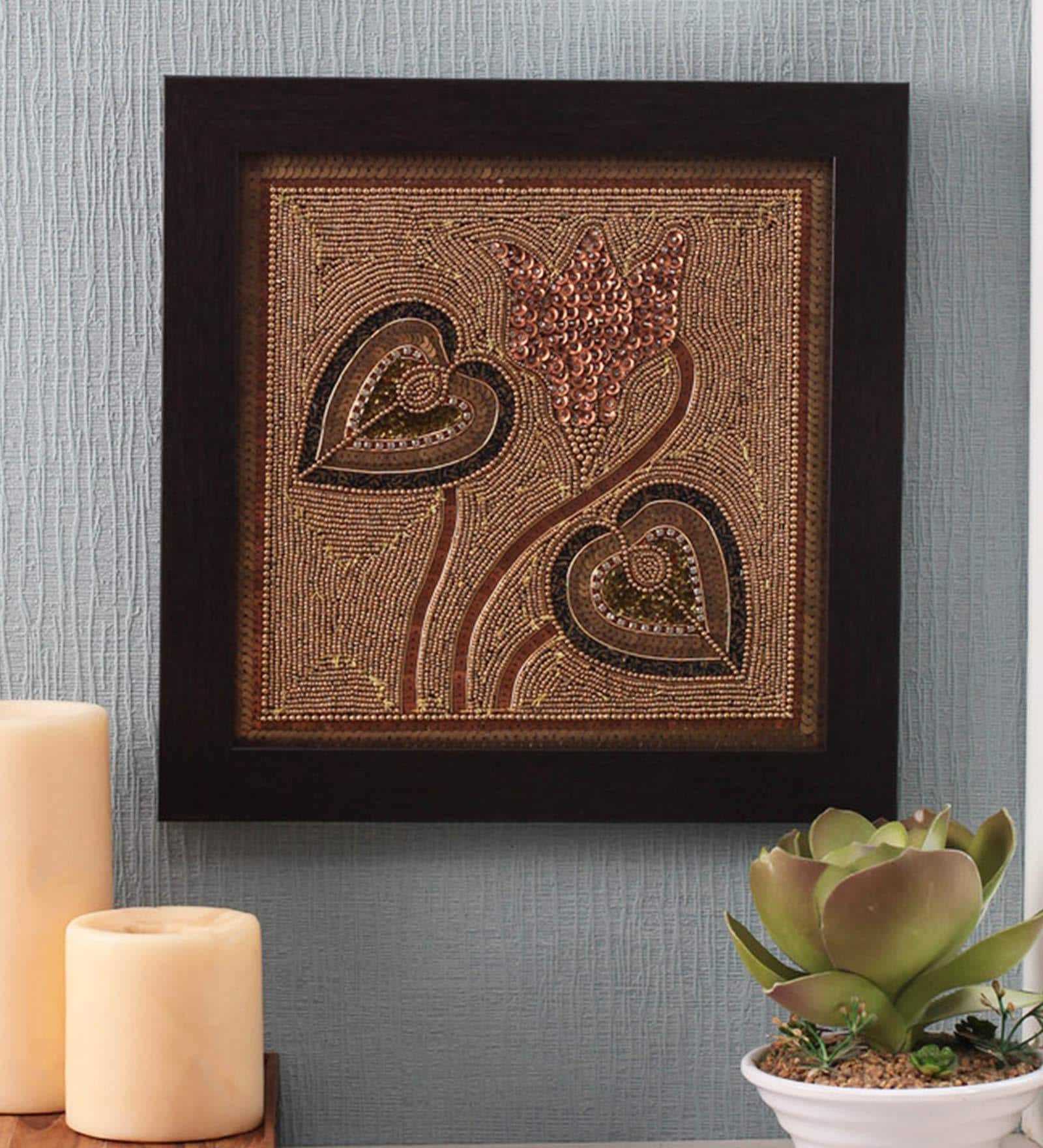 Brown Beads Canvas Framed Wall Art
