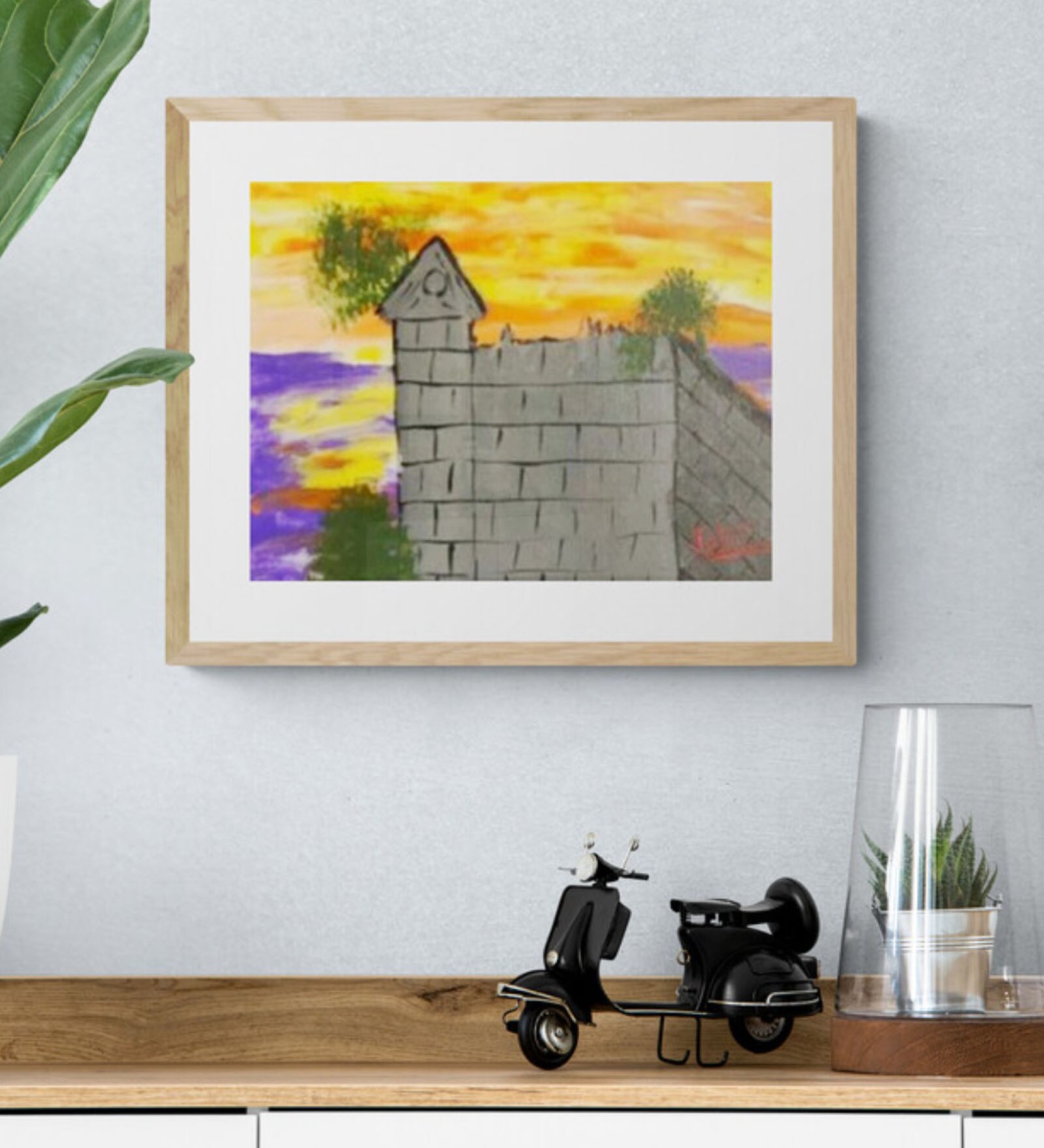 The Fort Handmade Acrylic On Unframed Canvas Painting