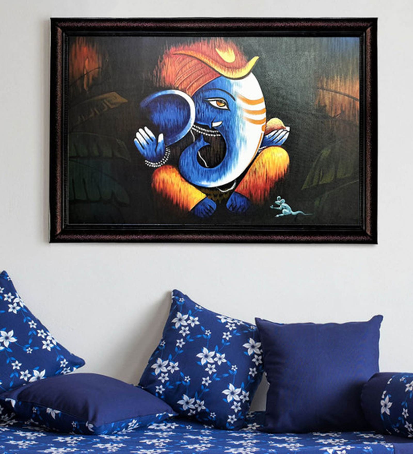 Buy Multicolour Canvas Modern Ganesh Ji Oil Painting by Gallery99 ...