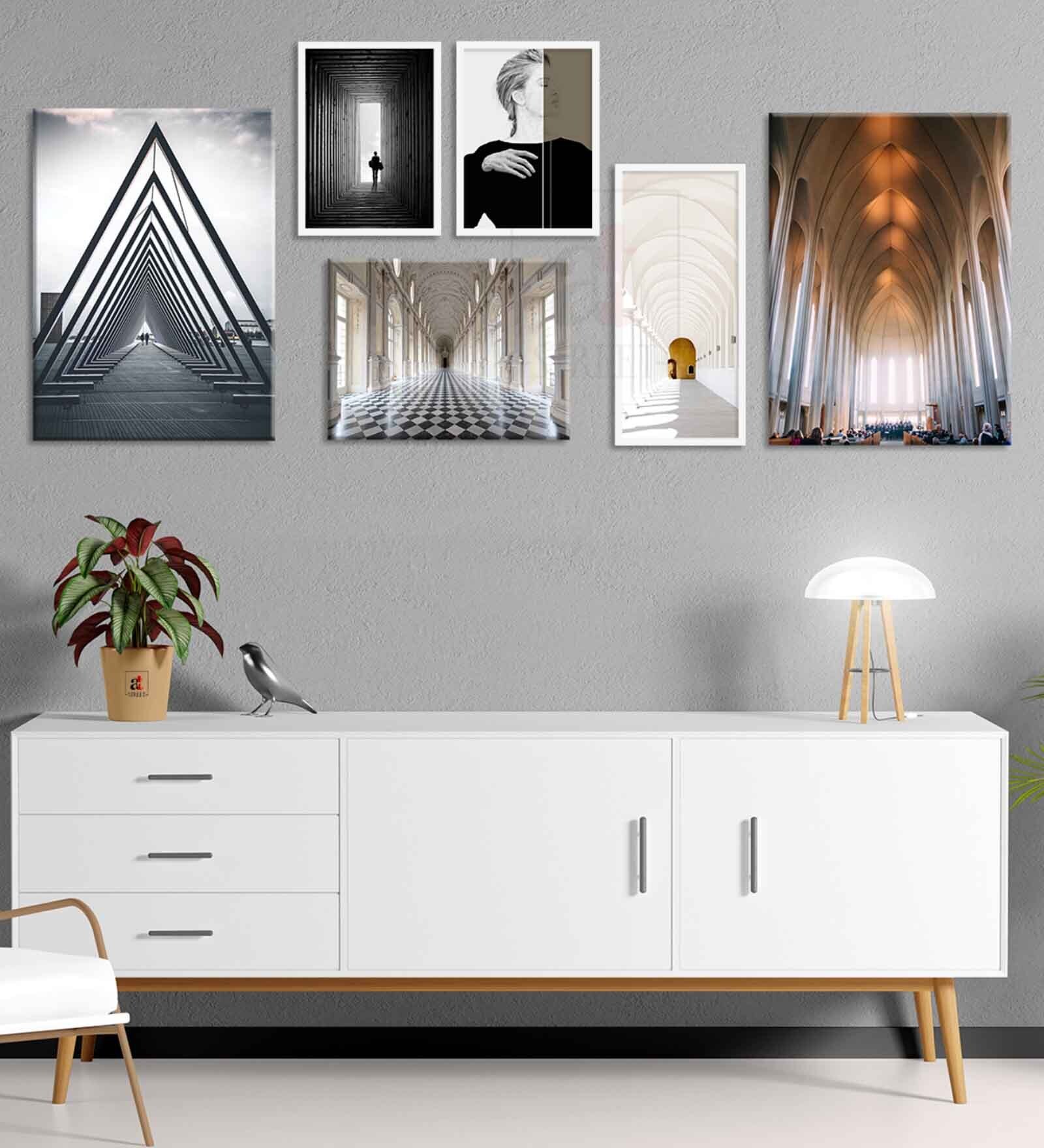 Highest Cleverness Multicolour Canvas People and Places Art Print Set of 6