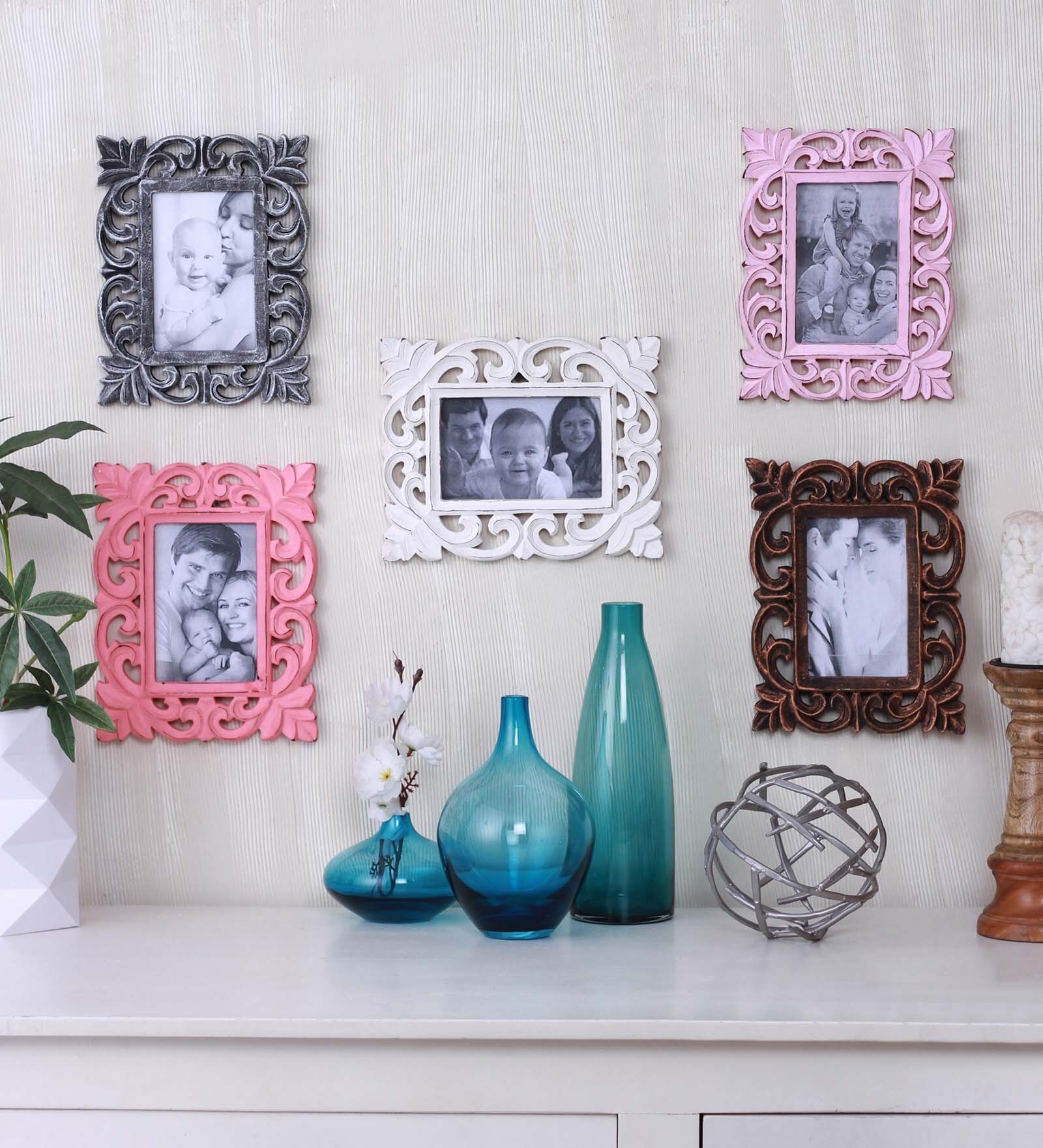 Multicolour Cedar Vertical & Horizontal Wall Hanging Photo Frames