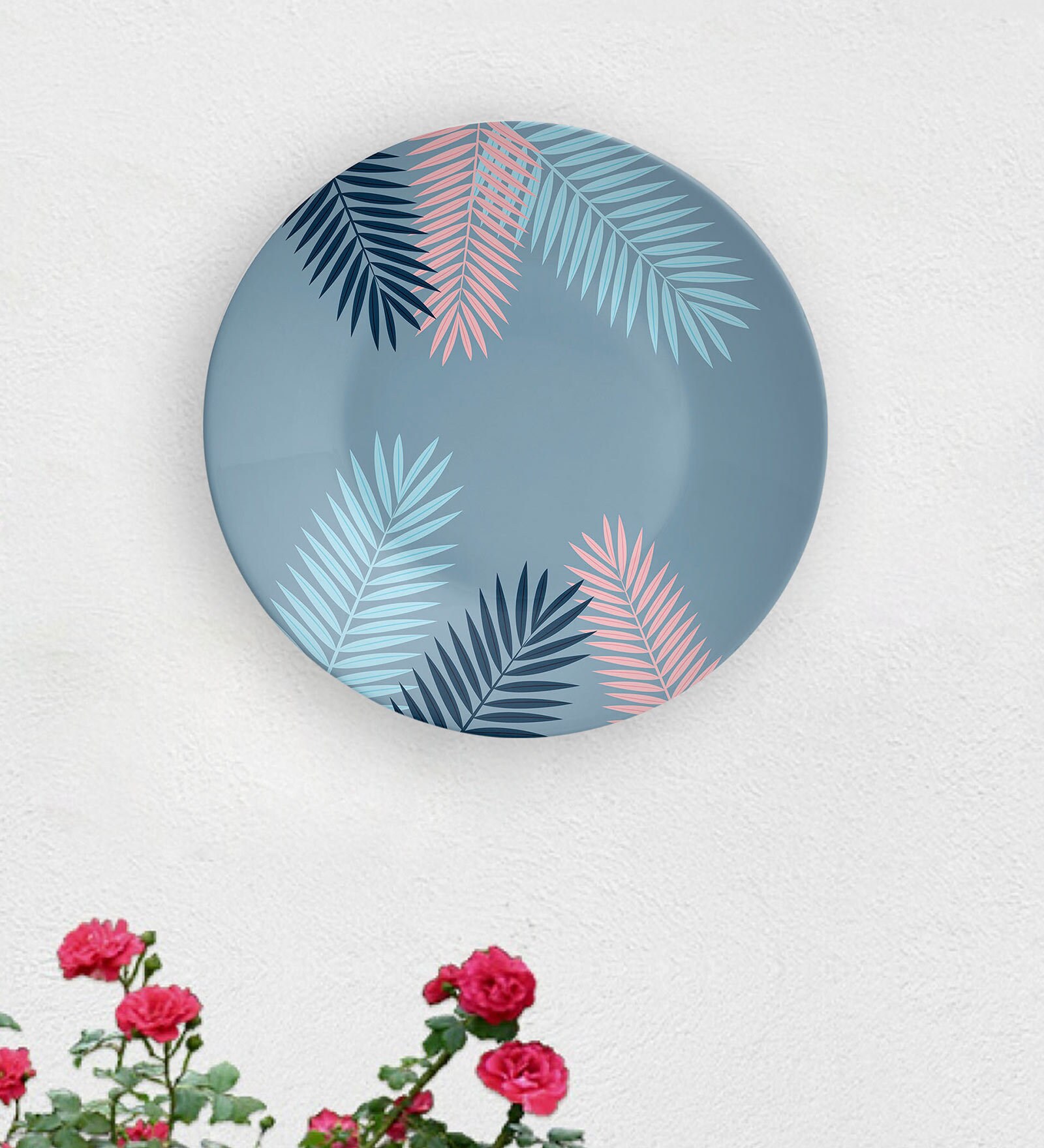 Blue Ceramic Persian Carolina Leaf Decorative Wall Plate