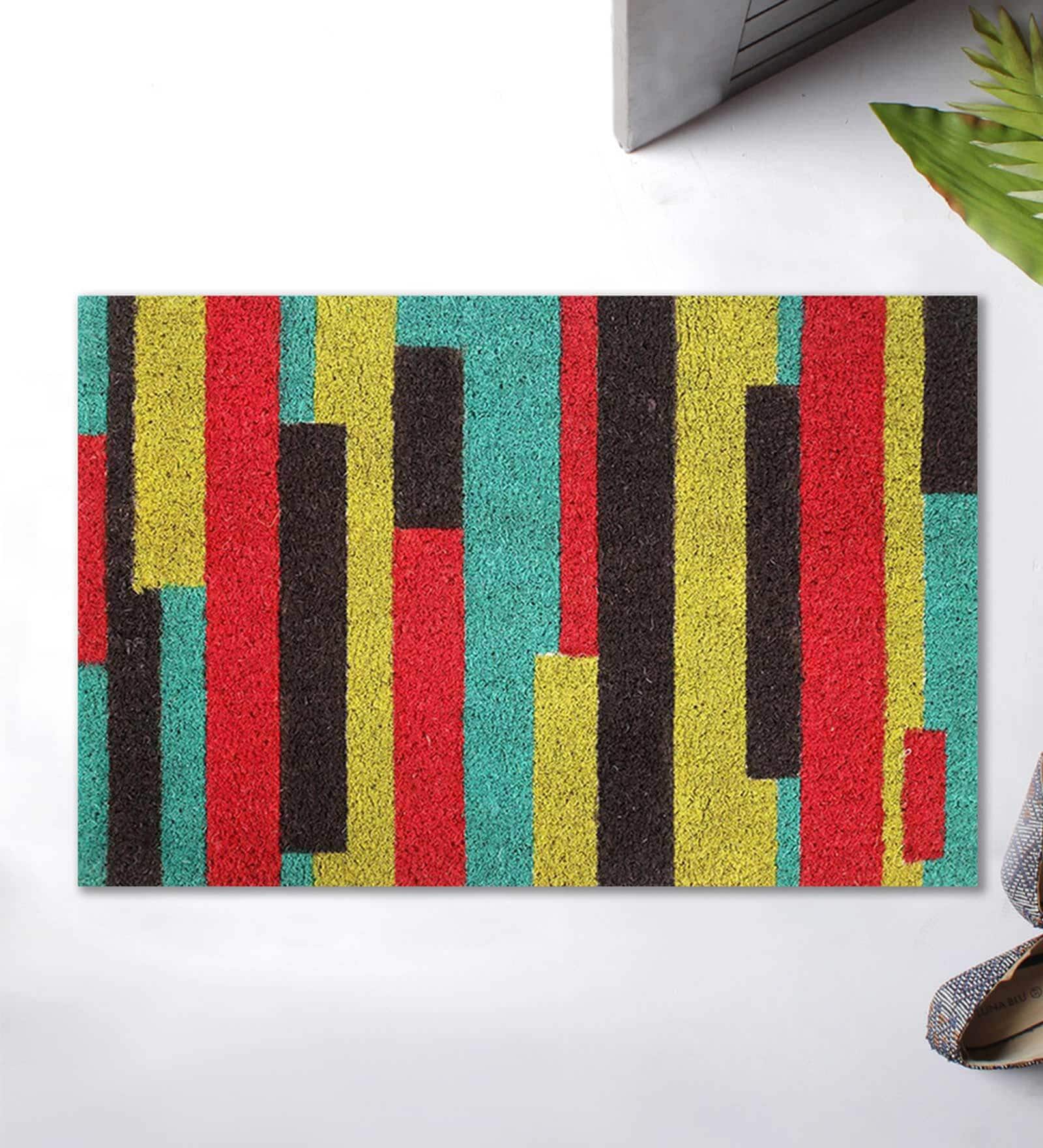 Multicolor Abstract Coir 30 x 20 Inches Anti Skid Door Mat
