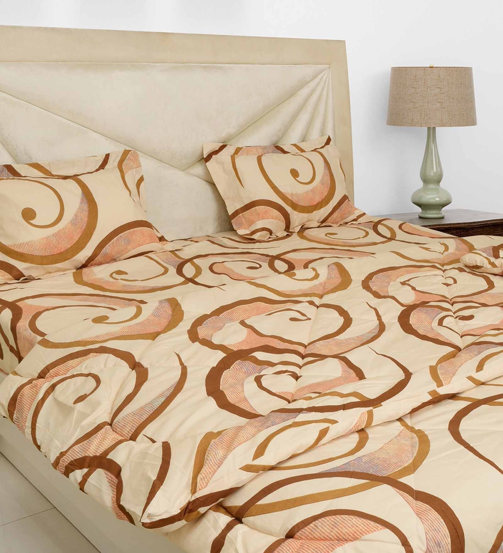 Buy Multicolour Cotton 200 GSM Double Bed Reversible Comforter By Black