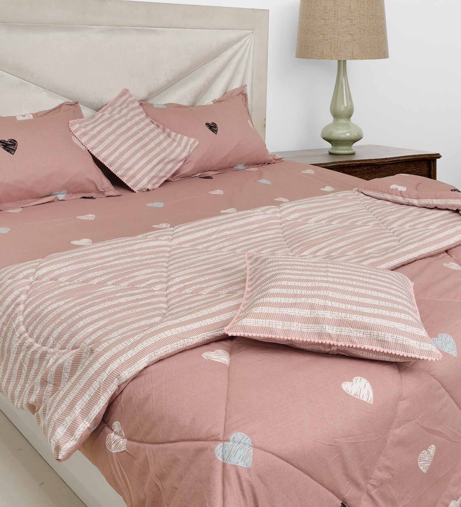 Buy Multicolour Cotton 200 GSM Double Bed Reversible Comforter By Black