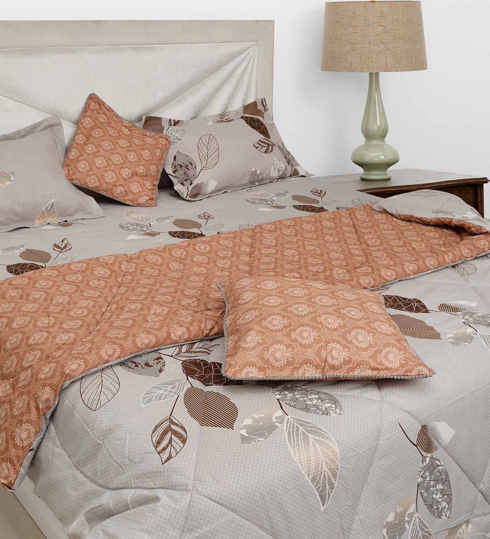 Buy Multicolour Cotton 200 GSM Double Bed Reversible Comforter By Black