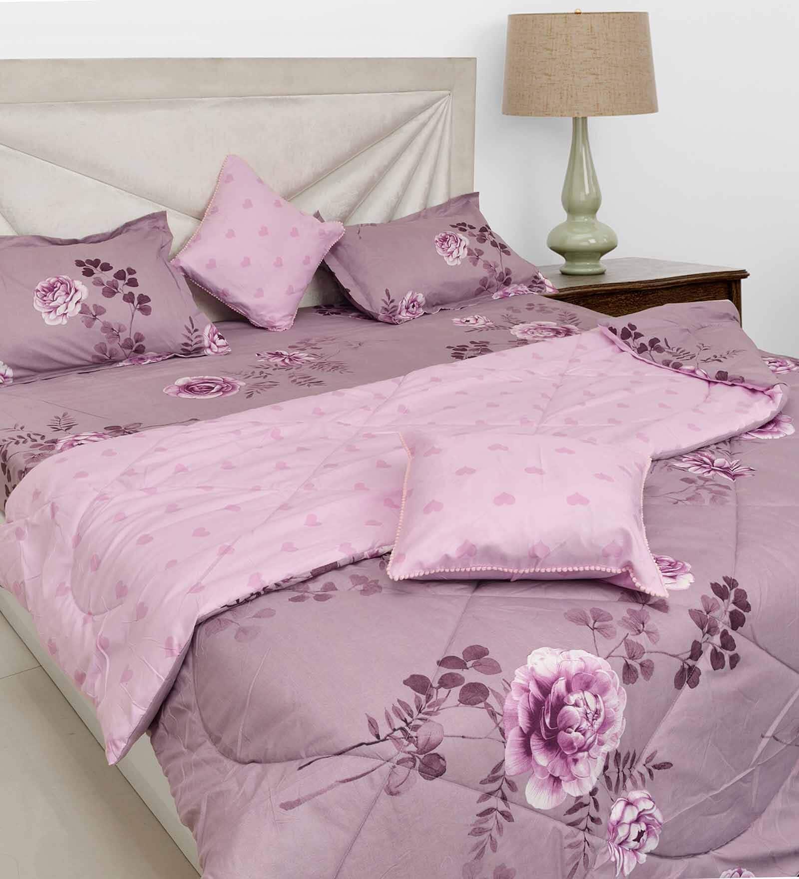 Buy Multicolour Cotton 200 GSM Double Bed Reversible Comforter By Black