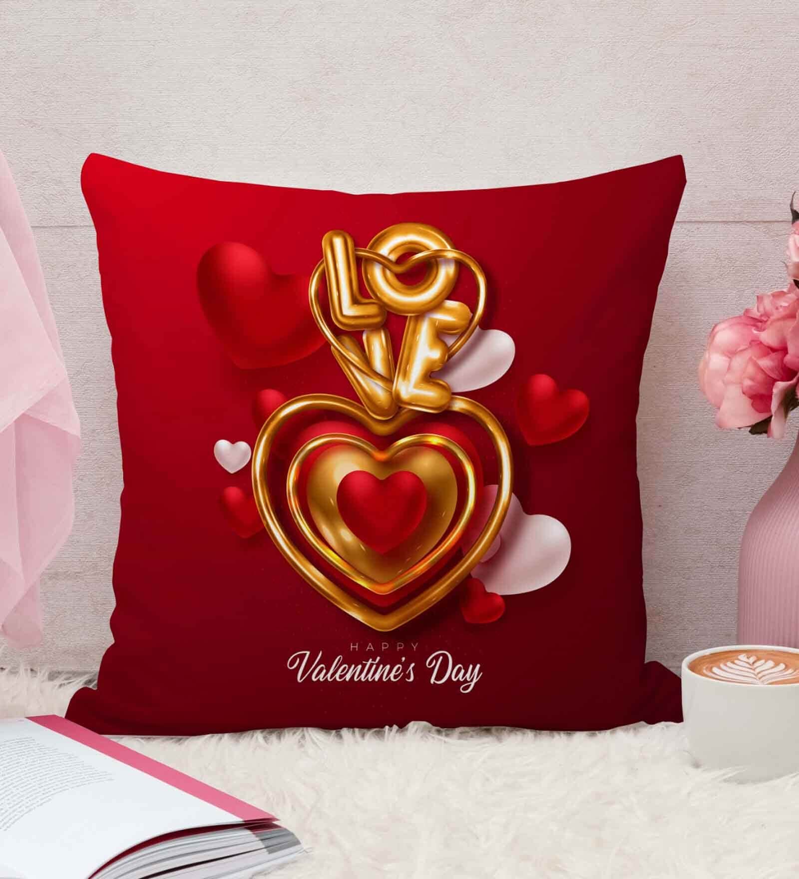 Red Cotton and Jute Solid Single Cushion Cover (1 Pc)