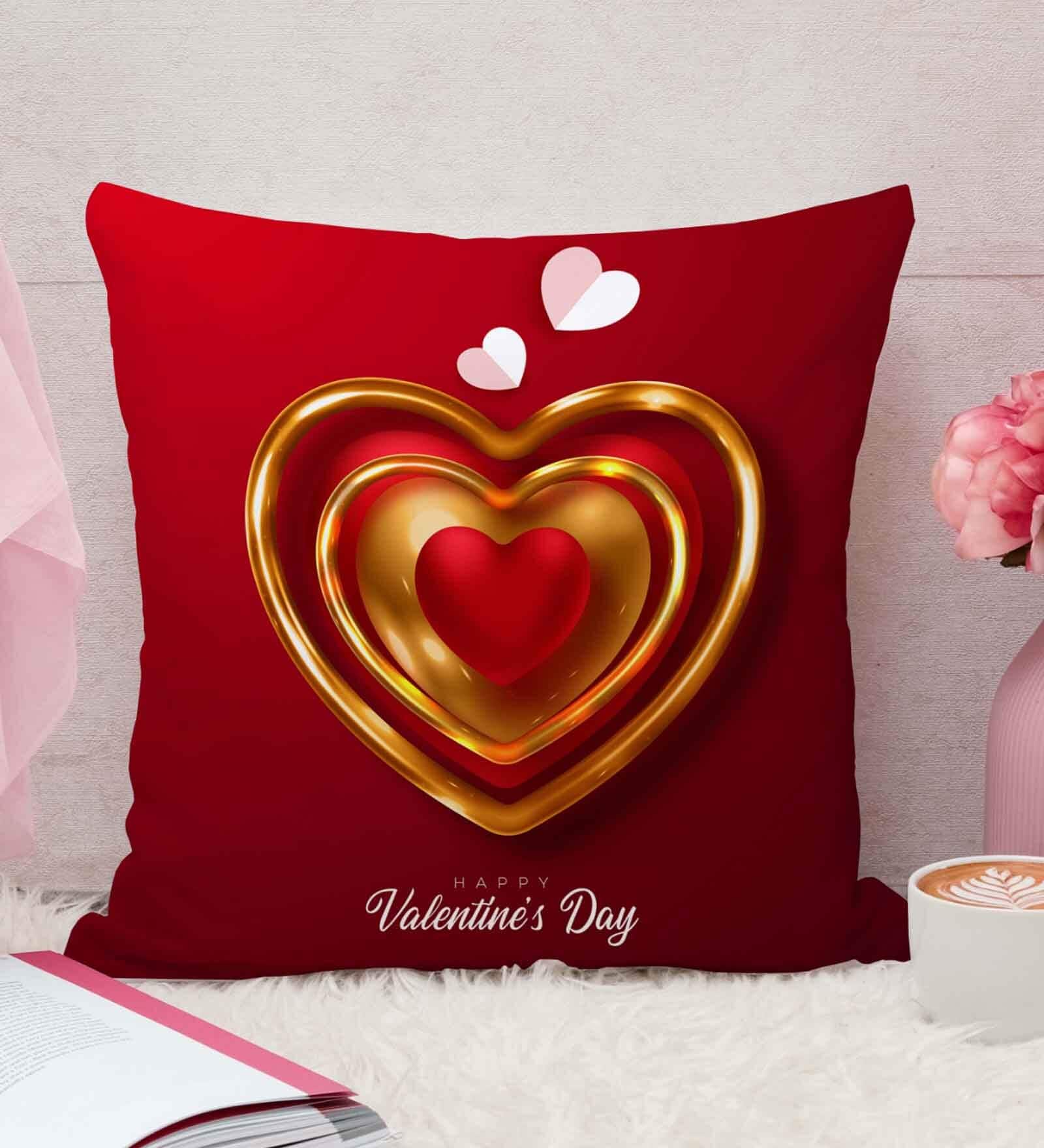 Red Cotton and Jute Solid Single Cushion Cover (1 Pc)