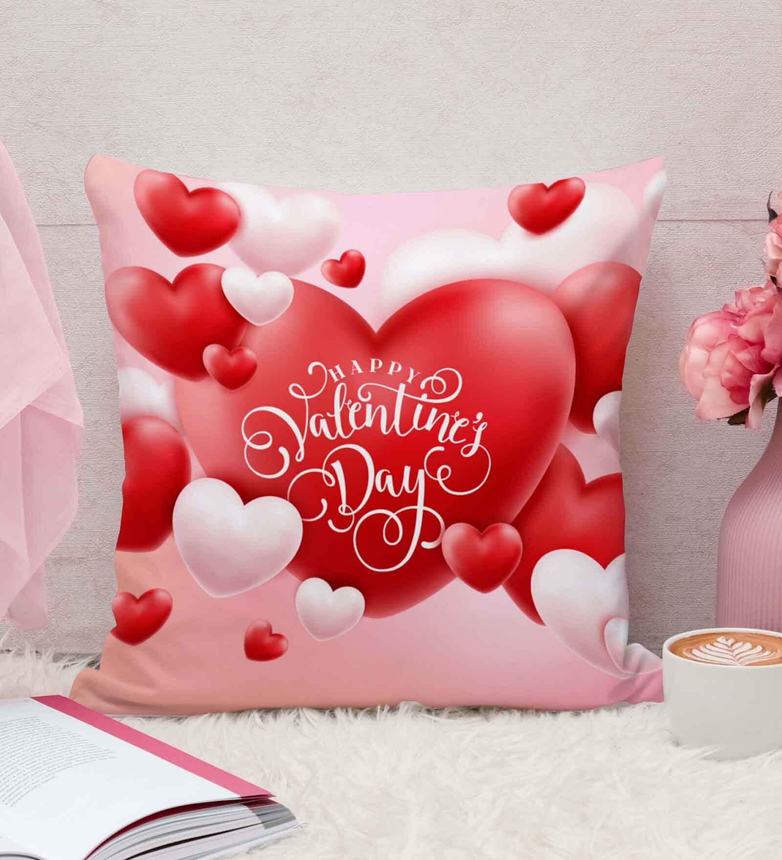 Red Cotton and Jute Solid Single Cushion Cover (1 Pc)