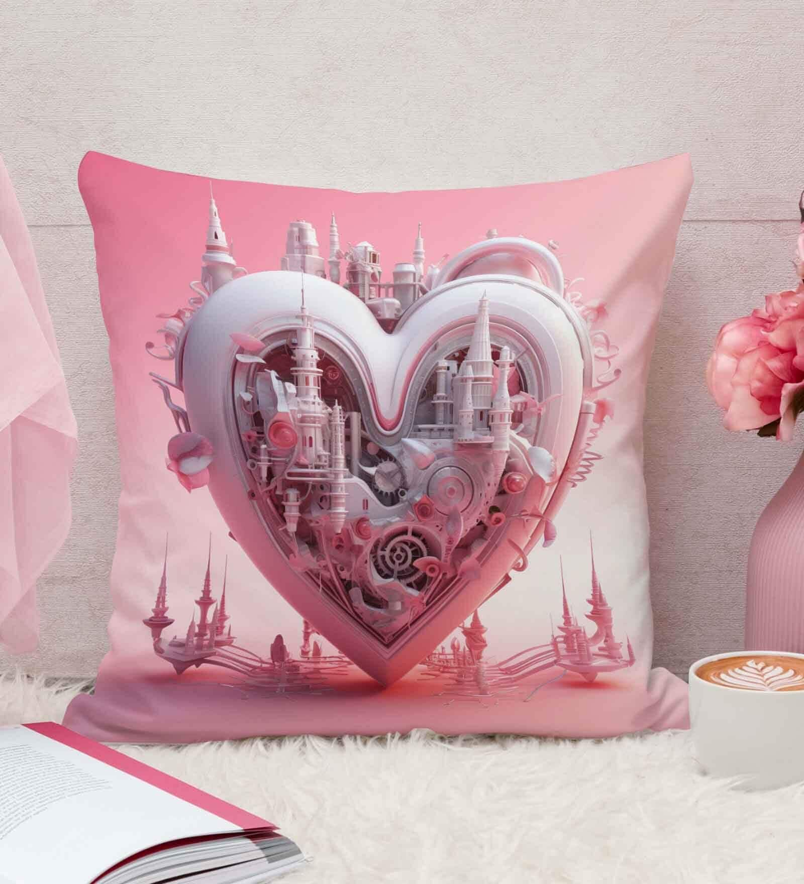 pink Cotton and Jute Solid Single Cushion Cover (1 Pc)