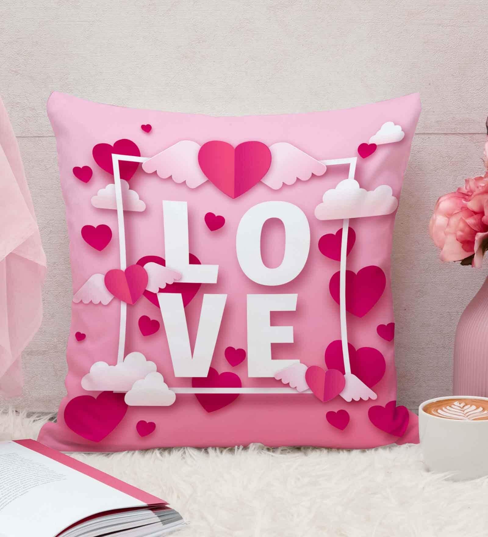 Pink Cotton and Jute Solid Single Cushion Cover (1 Pc)