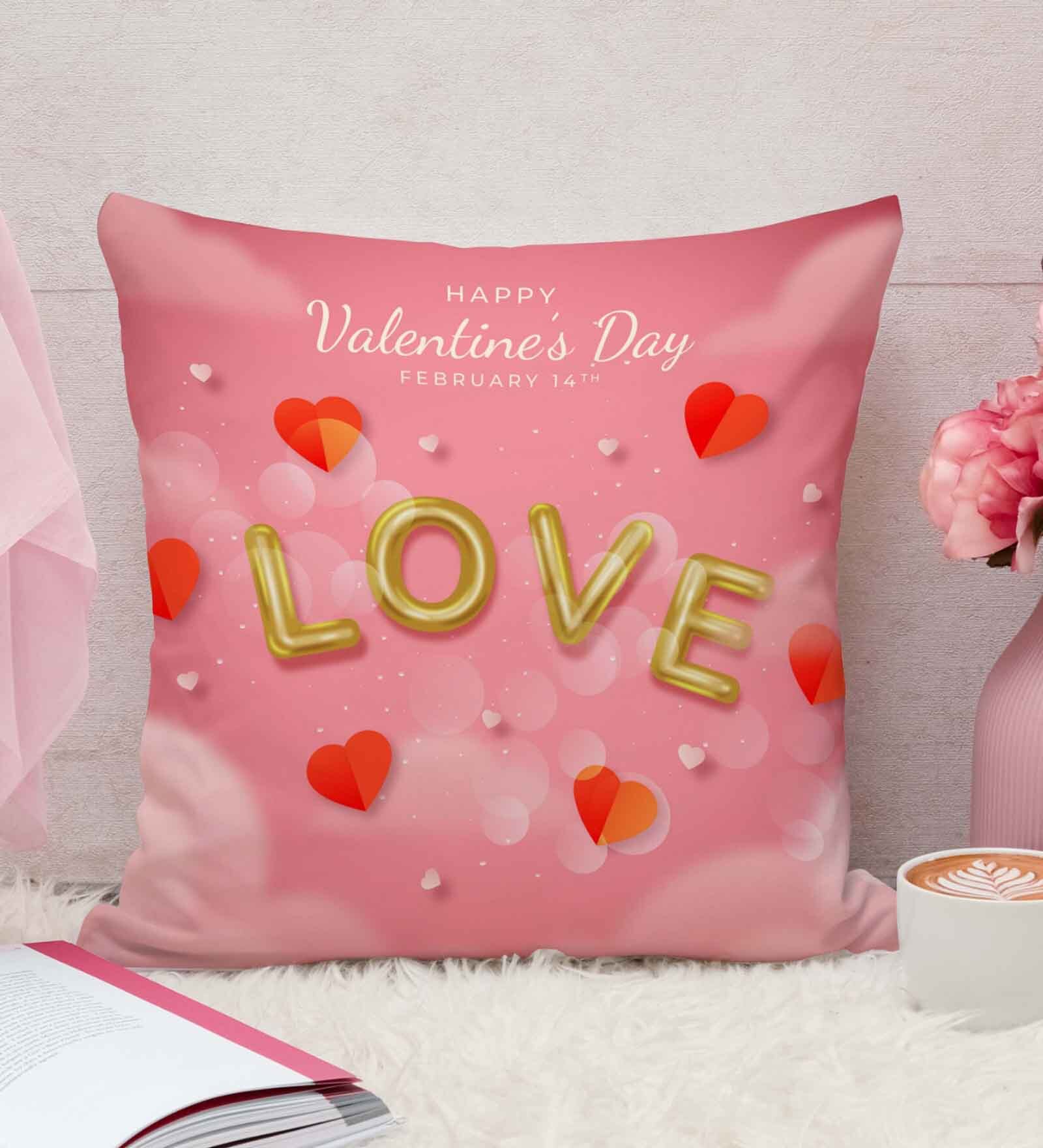 pink Cotton and Jute Solid Single Cushion Cover (1 Pc)