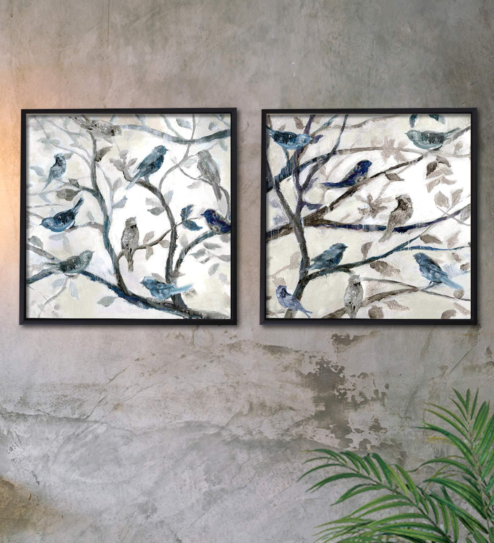 Buy Multicolour Cotton Canvas Wildlife Art Panels Set Of 2 By Art