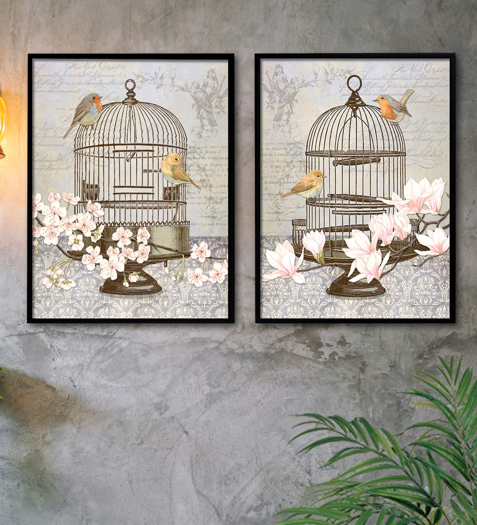 Multicolour Cotton Canvas Wildlife Art Panels