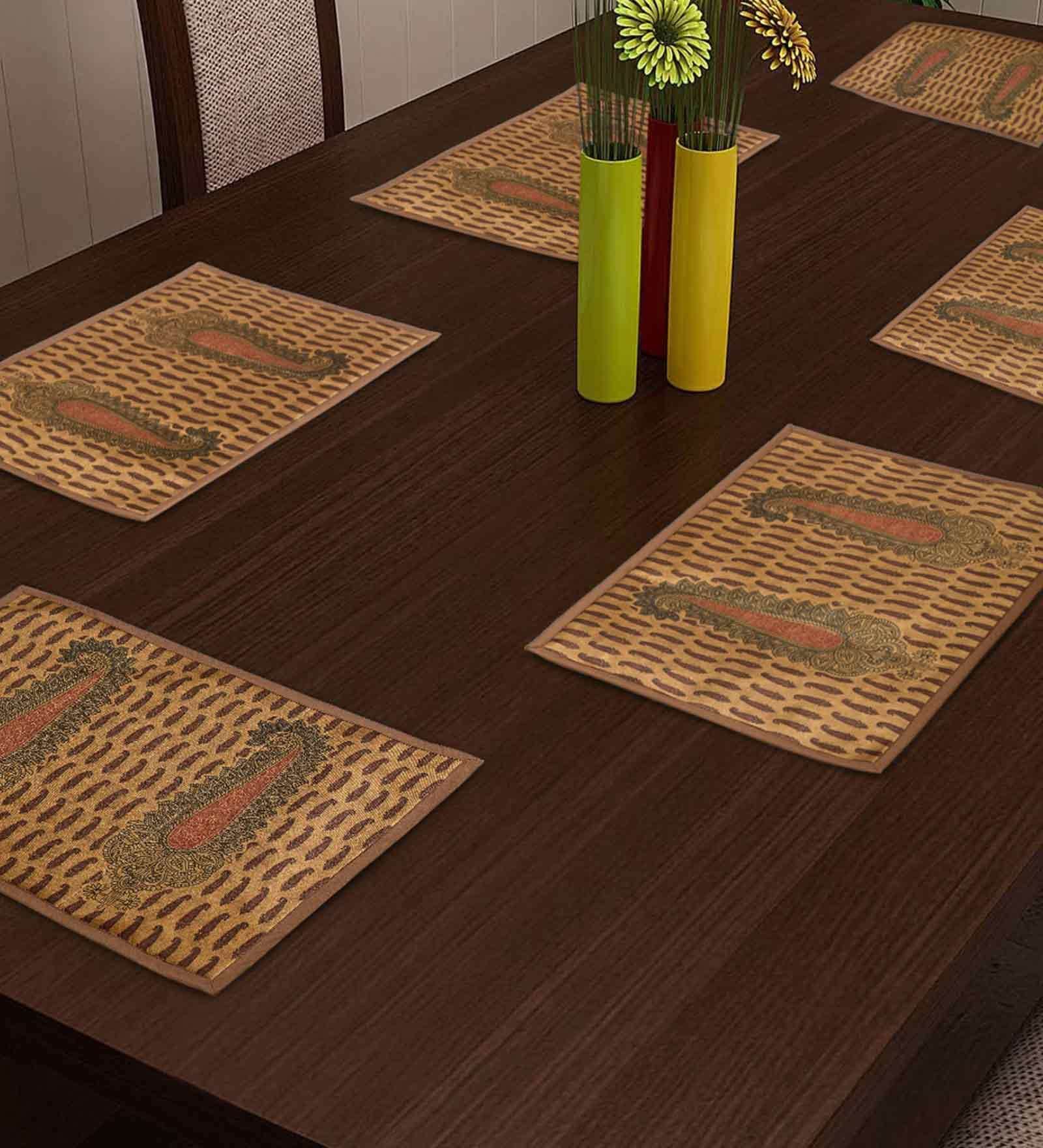 Paisley (17x11) Cream & Red Cotton (Set of 2) Placemat