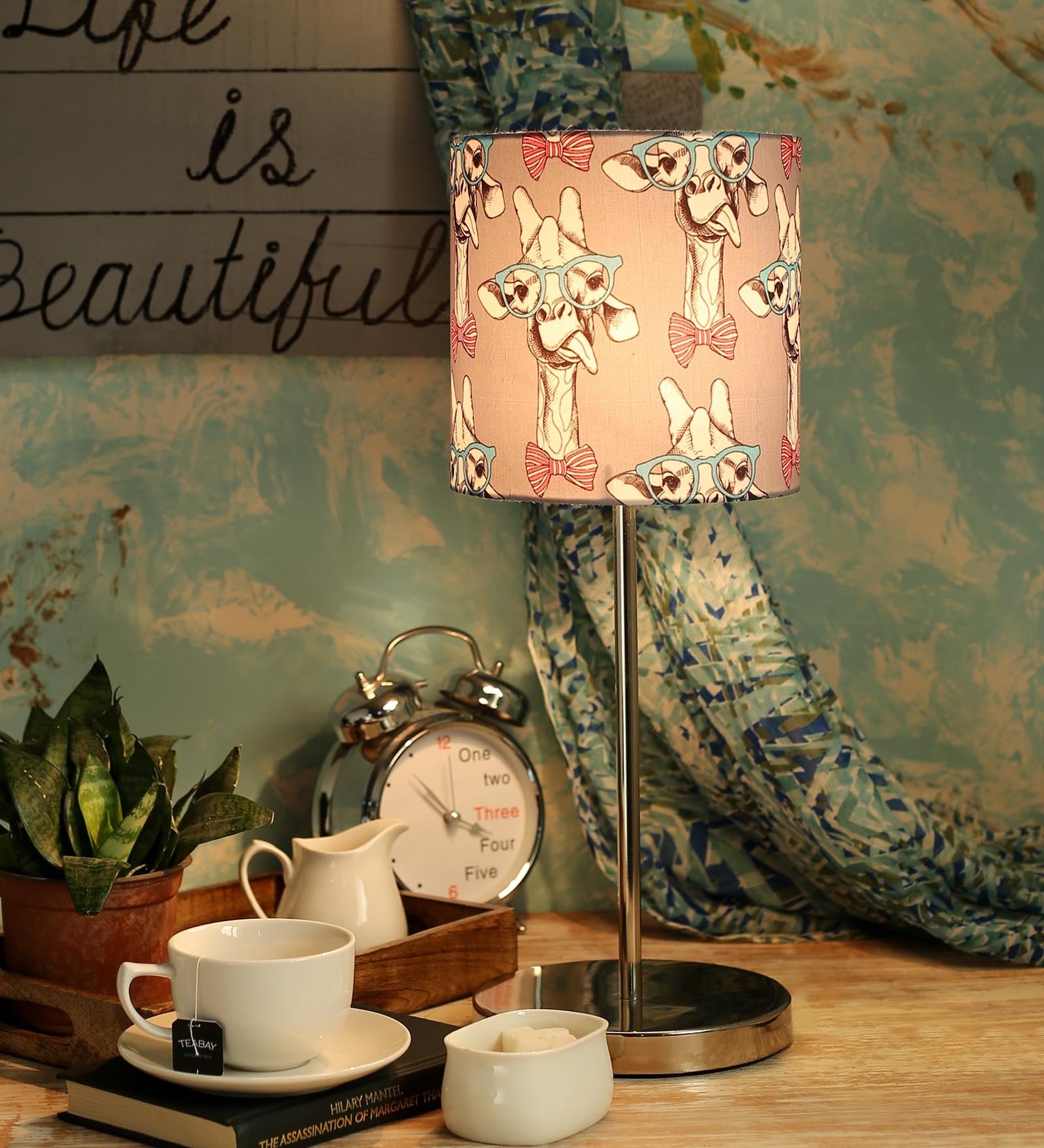 Multicolour Cotton Smart Giraffe Metal Lamp