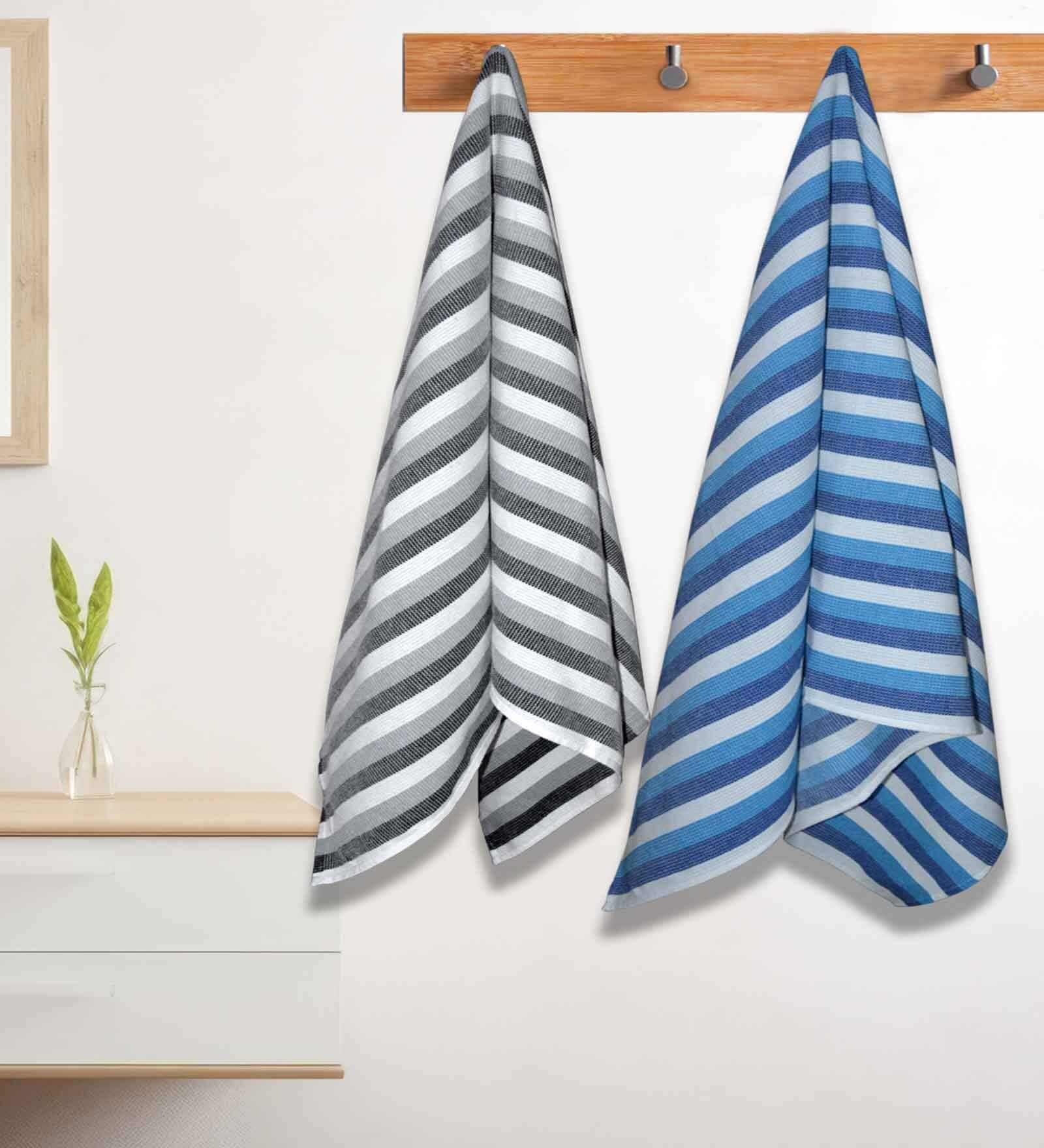 Multicolour Cotton Striped 220 GSM Bath Towels 2 Pc