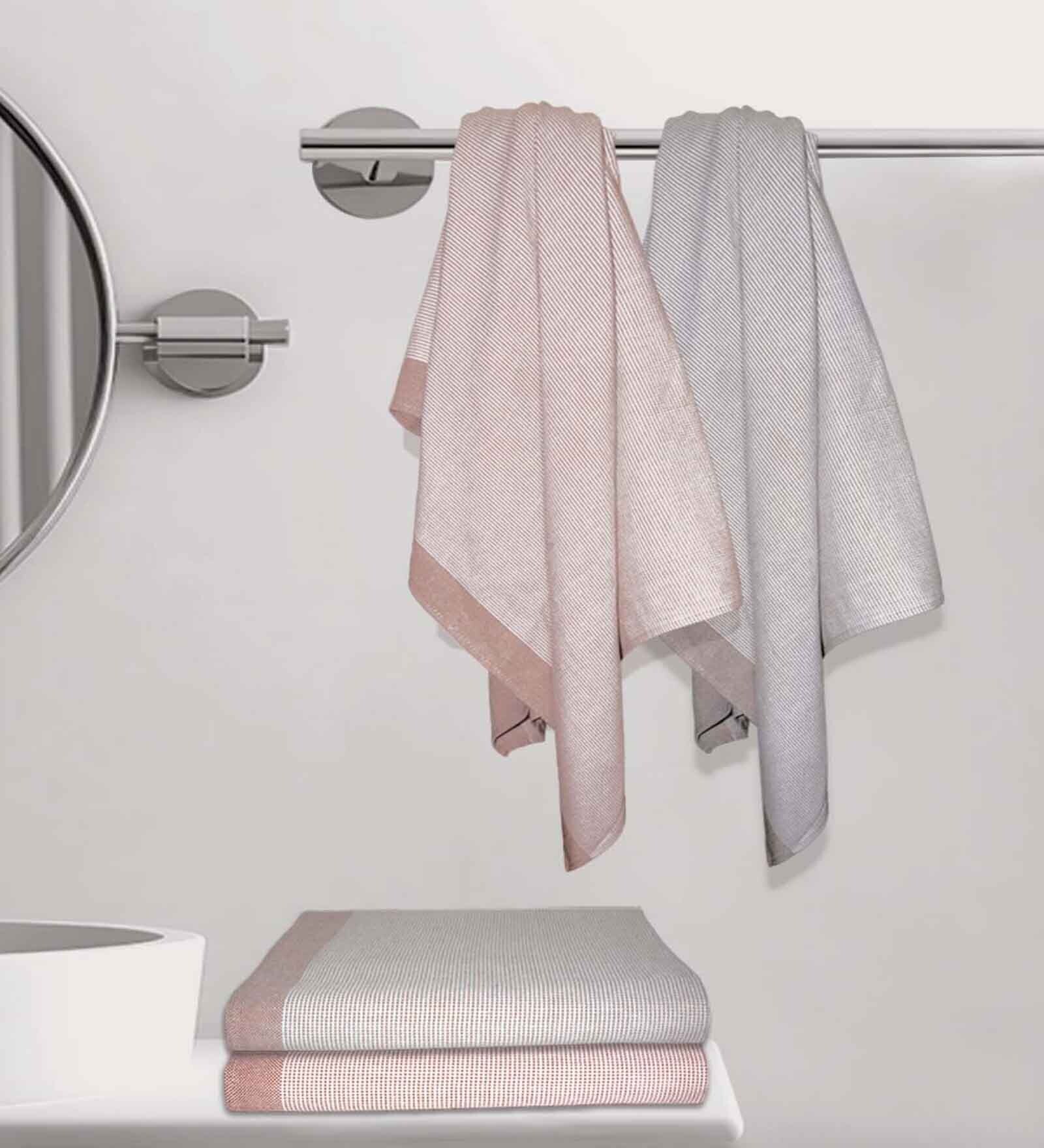 Multicolour Cotton Striped 220 GSM Bath Towels 4 Pc