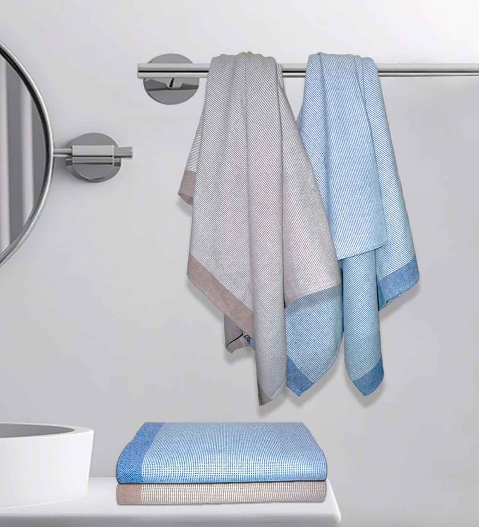 Multicolour Cotton Striped 220 GSM Bath Towels 4 Pc