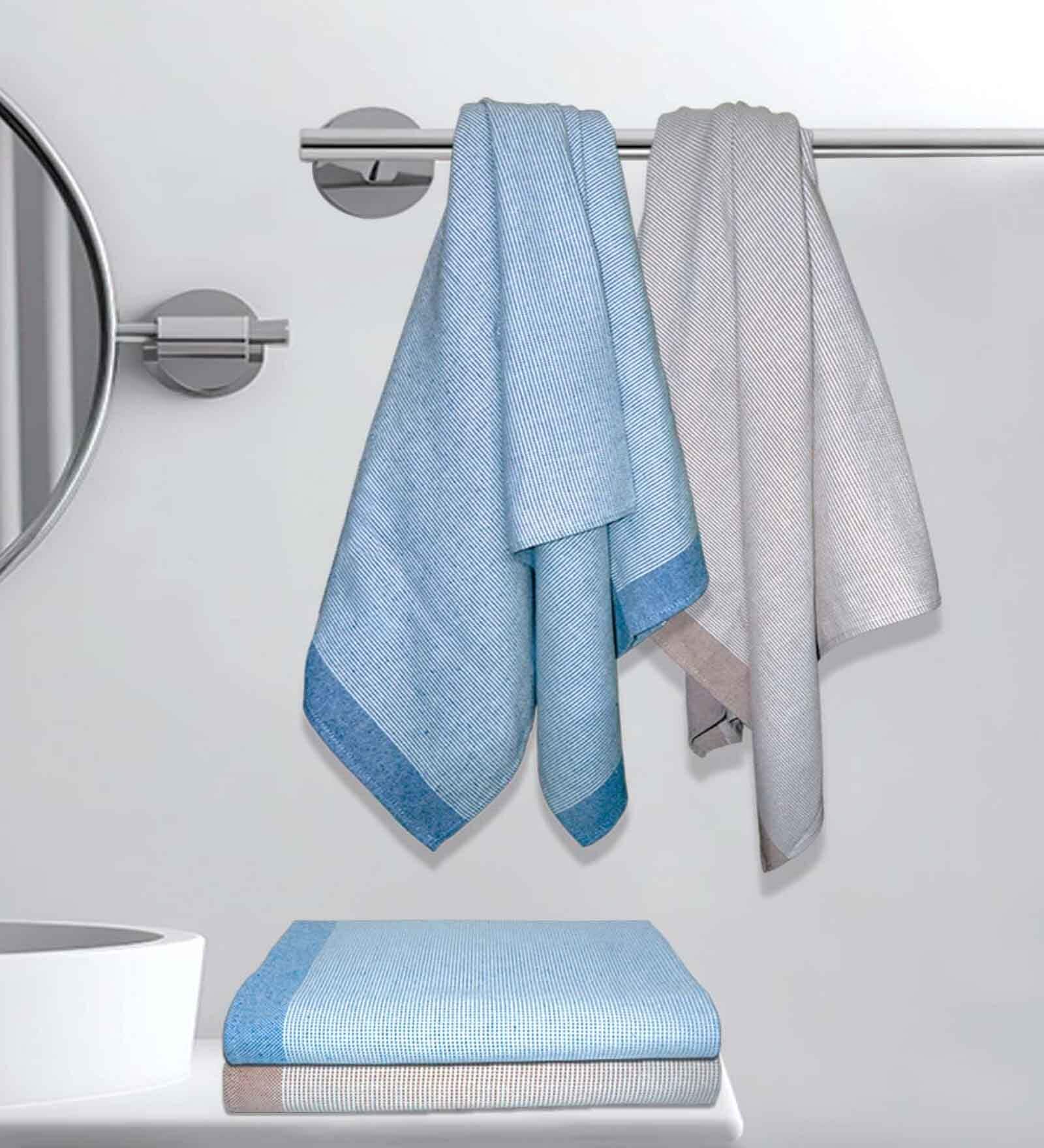 Multicolour Cotton Striped 220 GSM Bath Towels 4 Pc