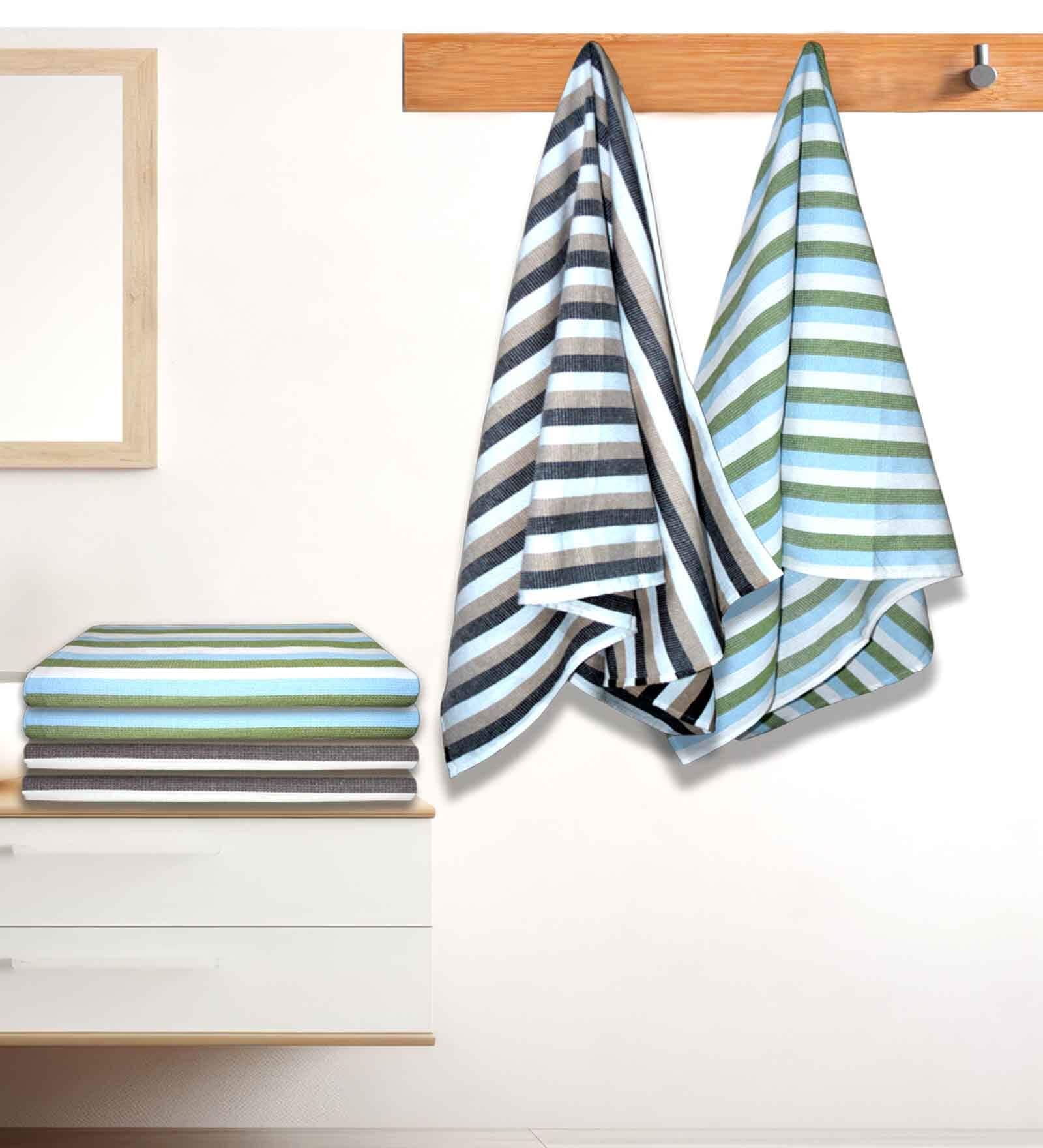 Multicolour Cotton Striped 220 GSM Bath Towels 6 Pc