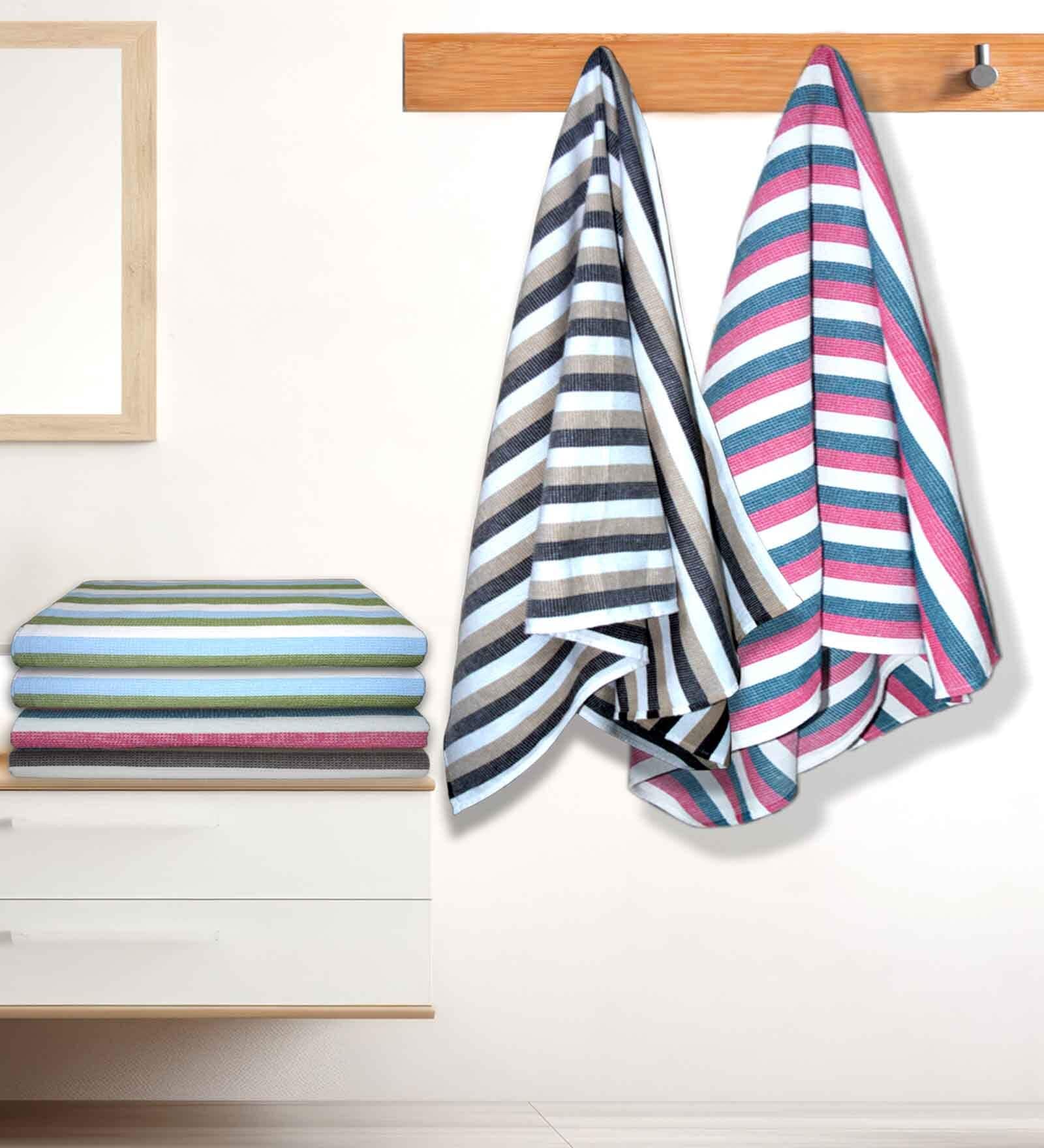 Multicolour Cotton Striped 220 GSM Bath Towels 6 Pc
