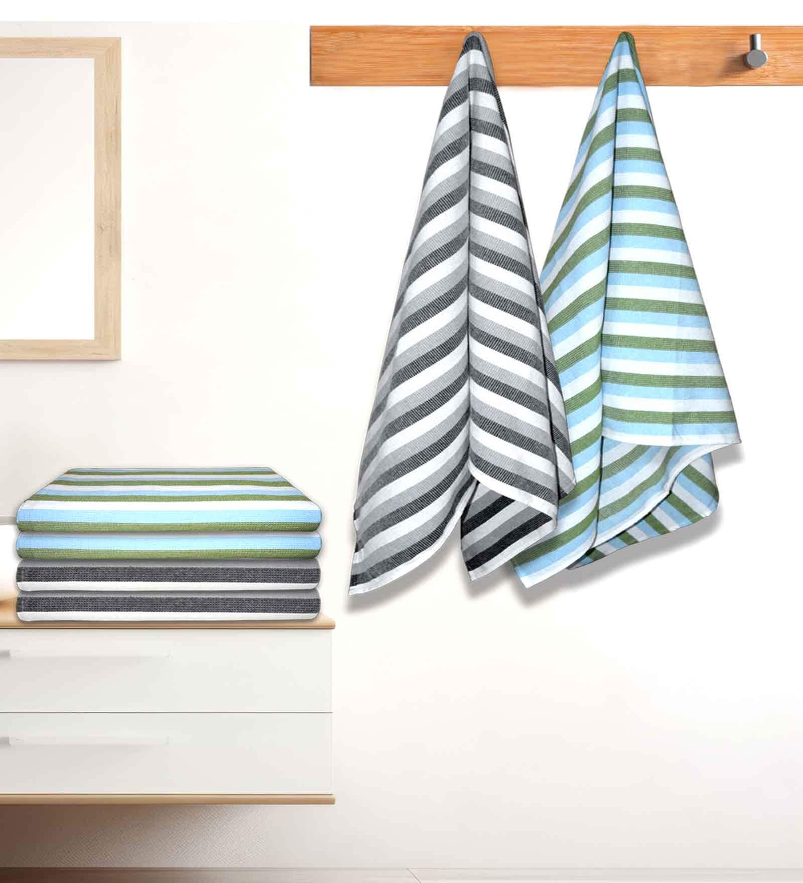 Multicolour Cotton Striped 220 GSM Bath Towels 6 Pc