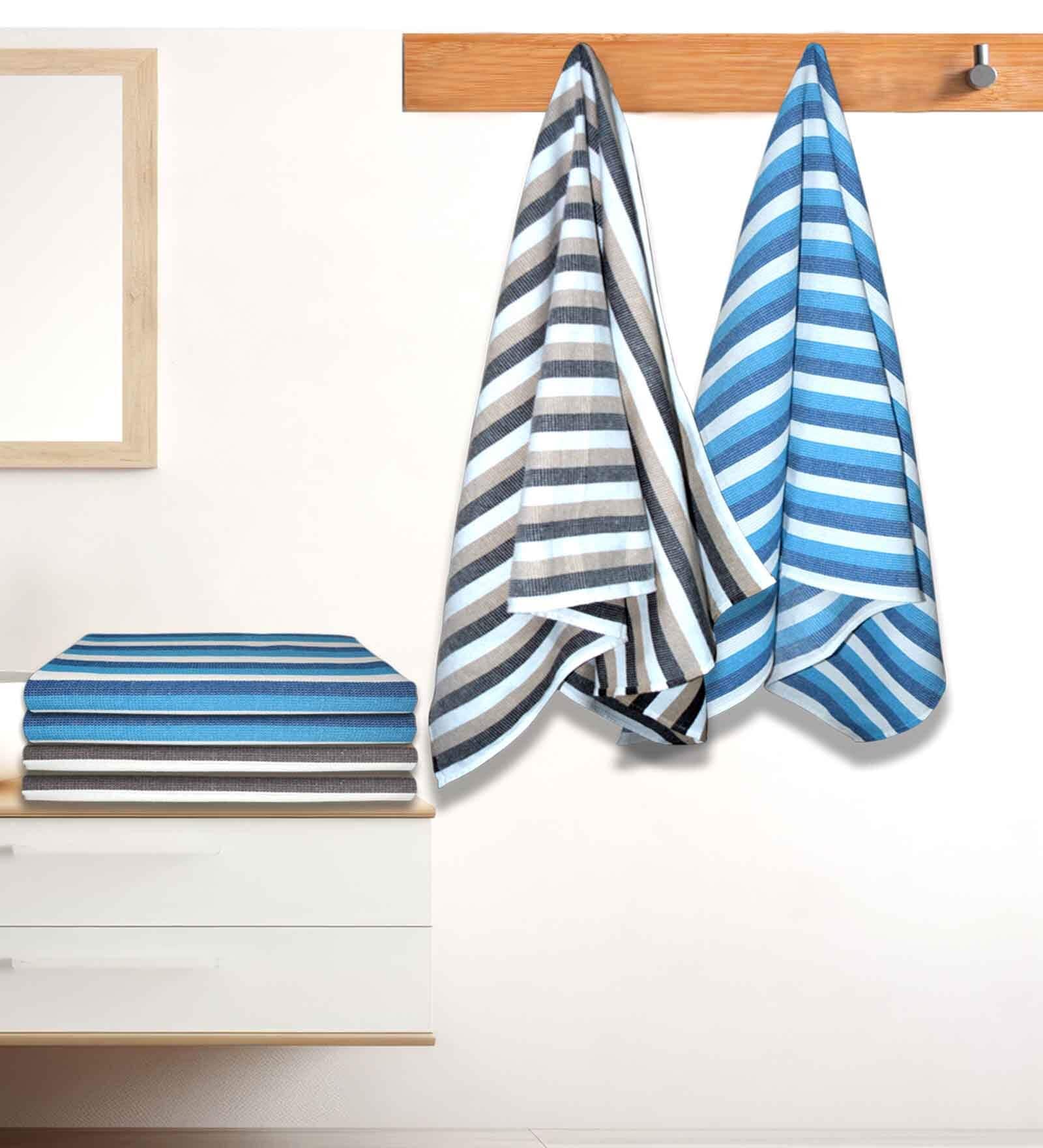 Multicolour Cotton Striped 220 GSM Bath Towels 6 Pc