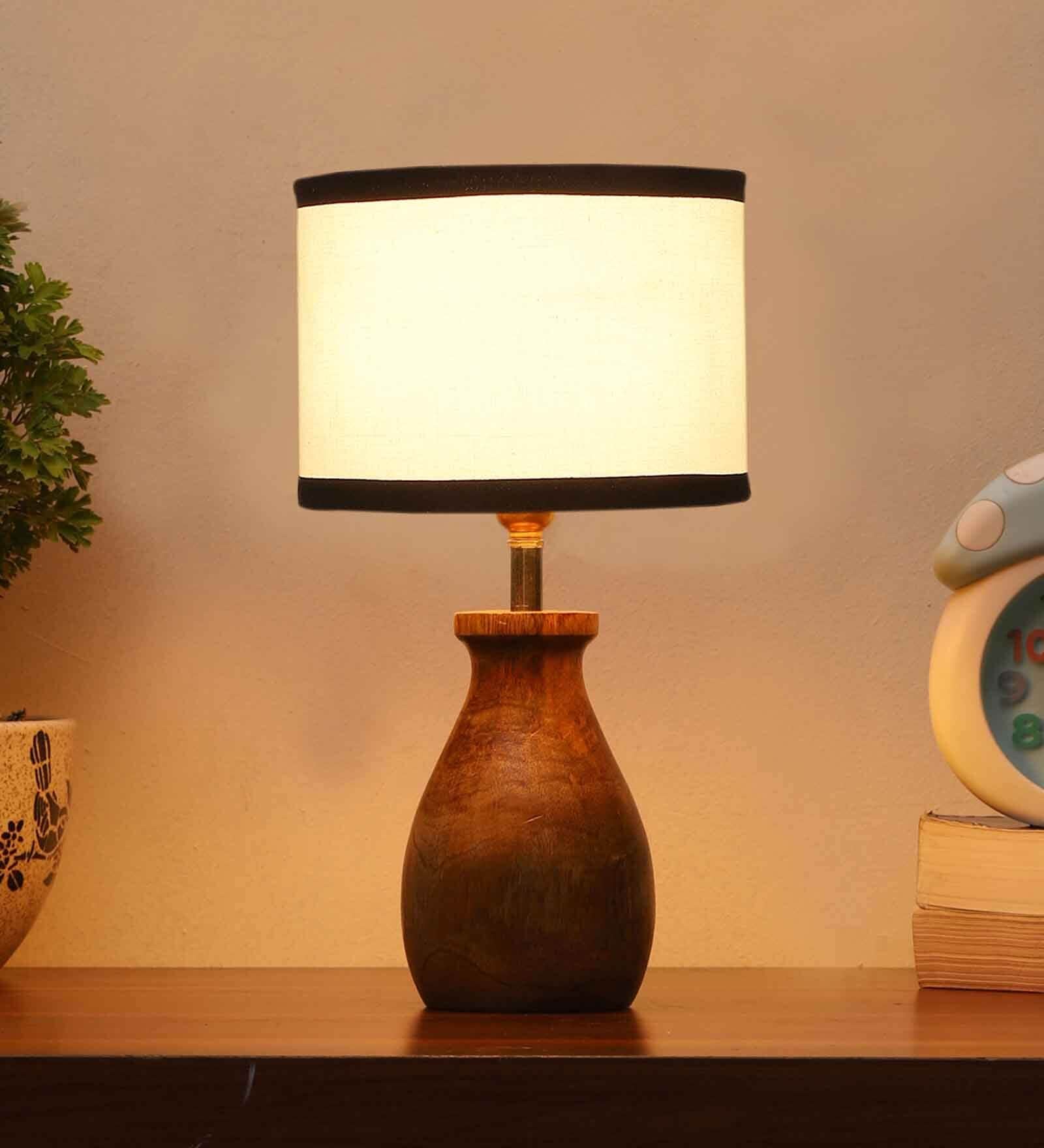 Multicolour Cotton Table Lamp With Wood Base Multicolour Cotton Table Lamp With Wood Base