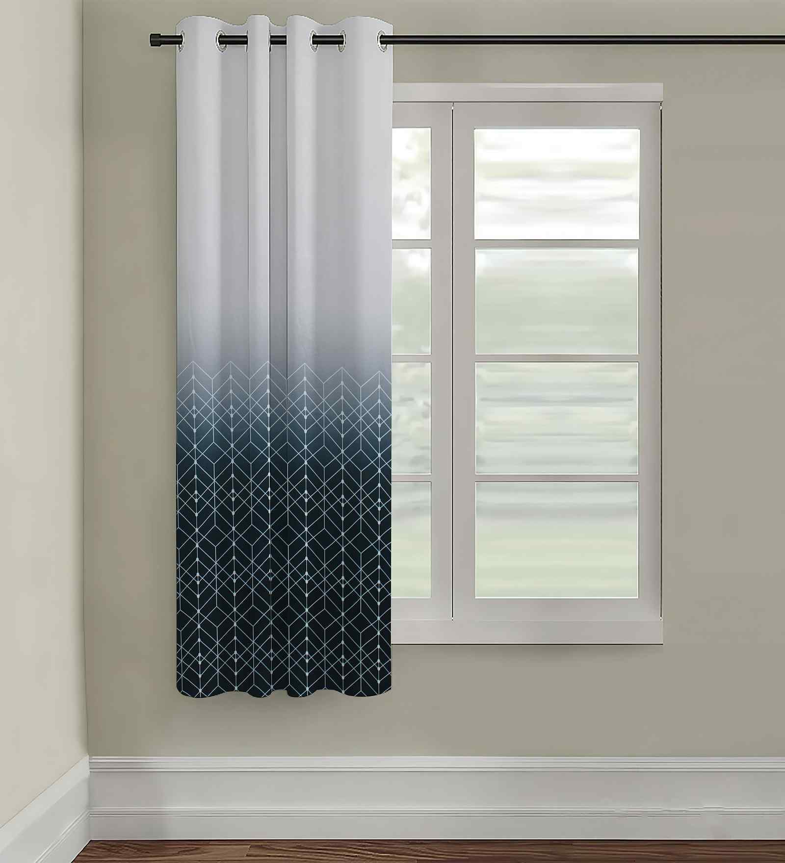 Multicolour Digital Print Geometric 5ft Regular Eyelets Window Curtain (1 Pc)