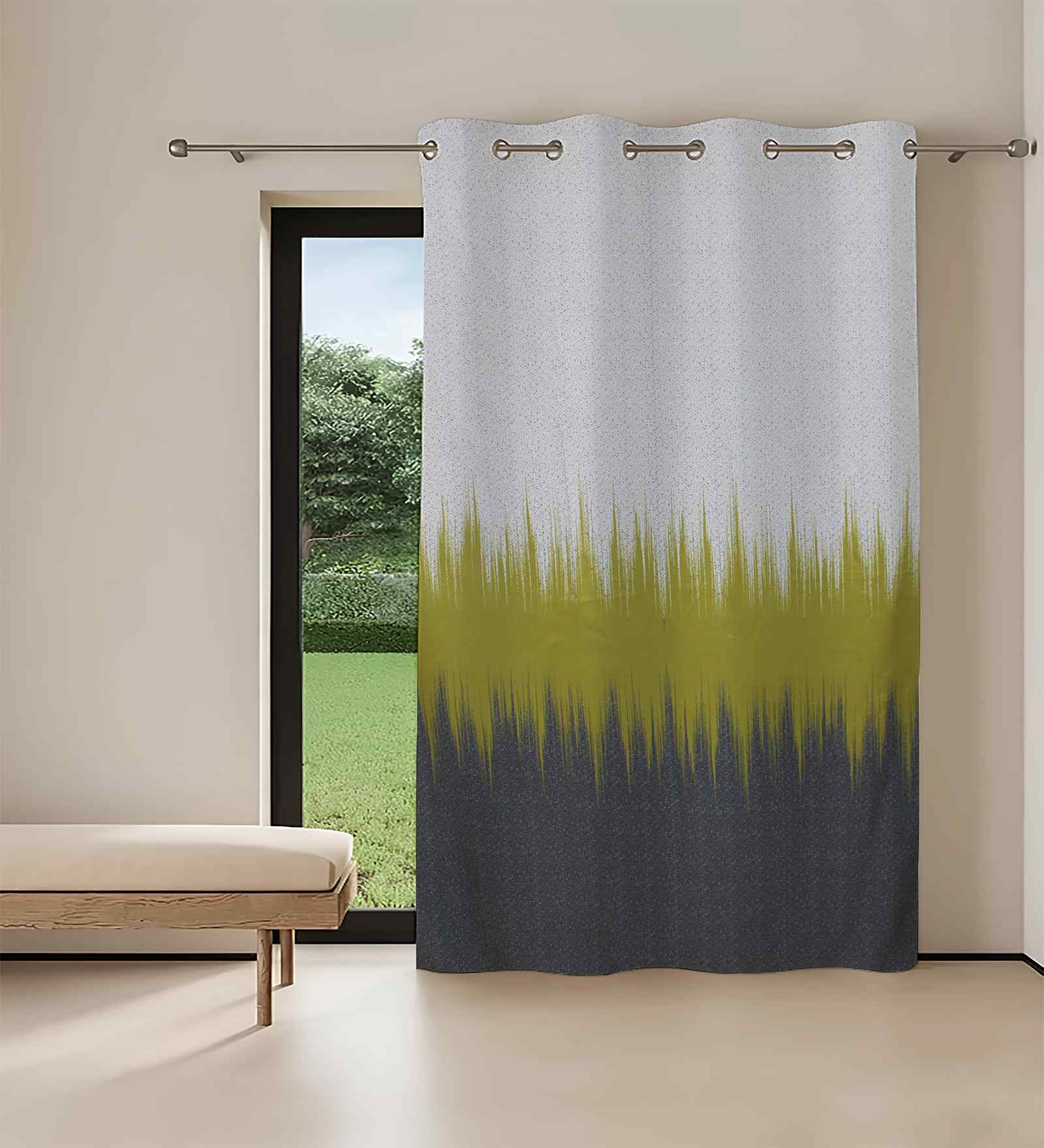 Multicolour Digital Print Geometric 7ft Regular Eyelets Door Curtain (1 Pc)