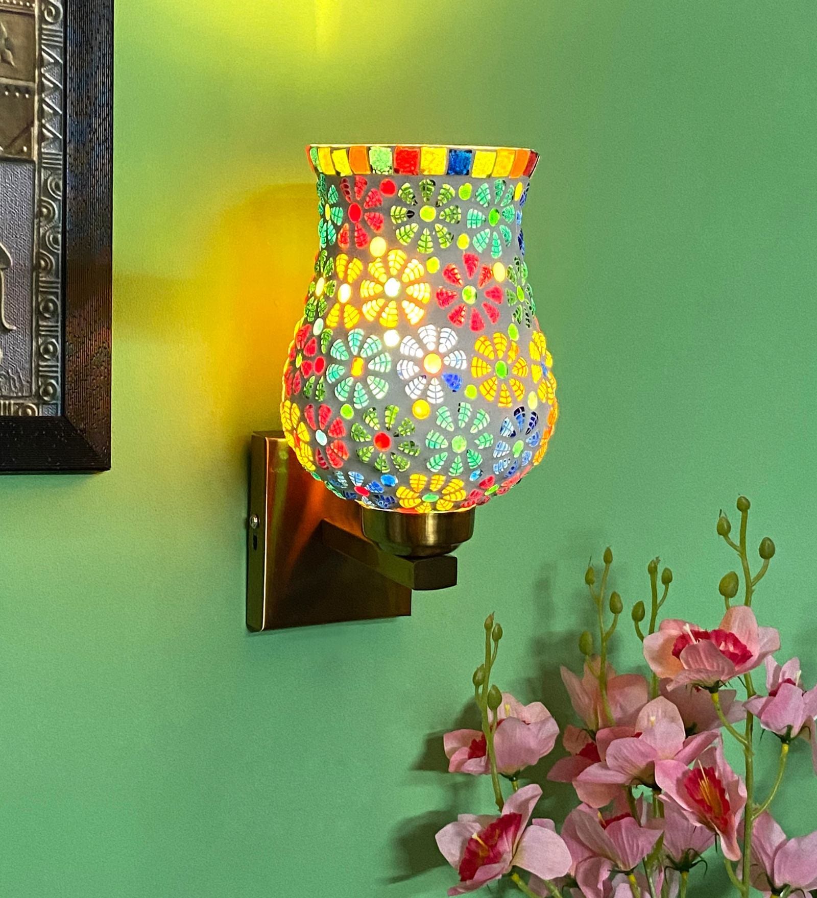Multicolour E27 holder Metal & Glass Uplight Wall Scone