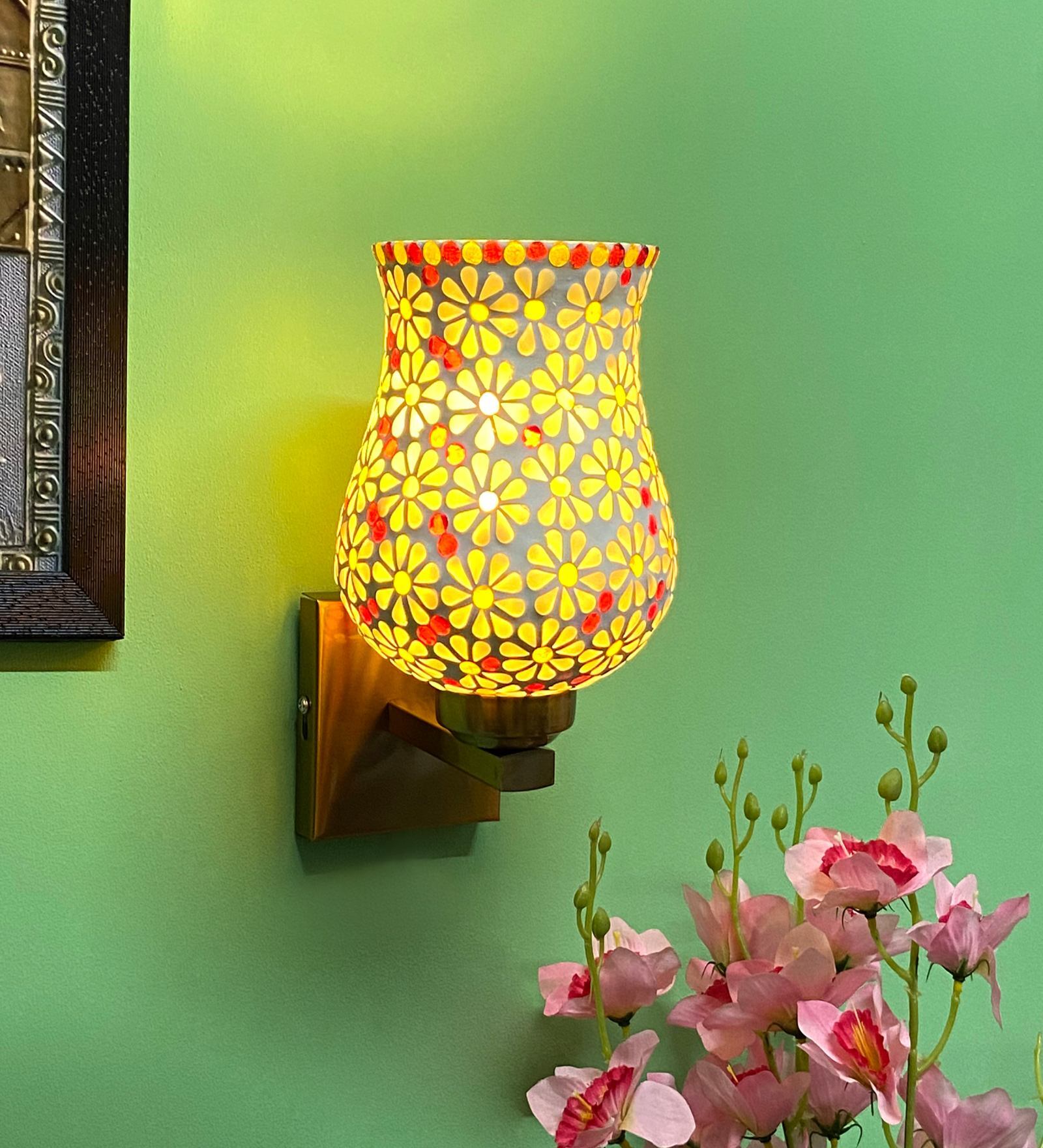 Multicolour E27 holder Metal & Glass Uplight Wall Scone Multicolour E27 holder Metal & Glass Uplight Wall Scone