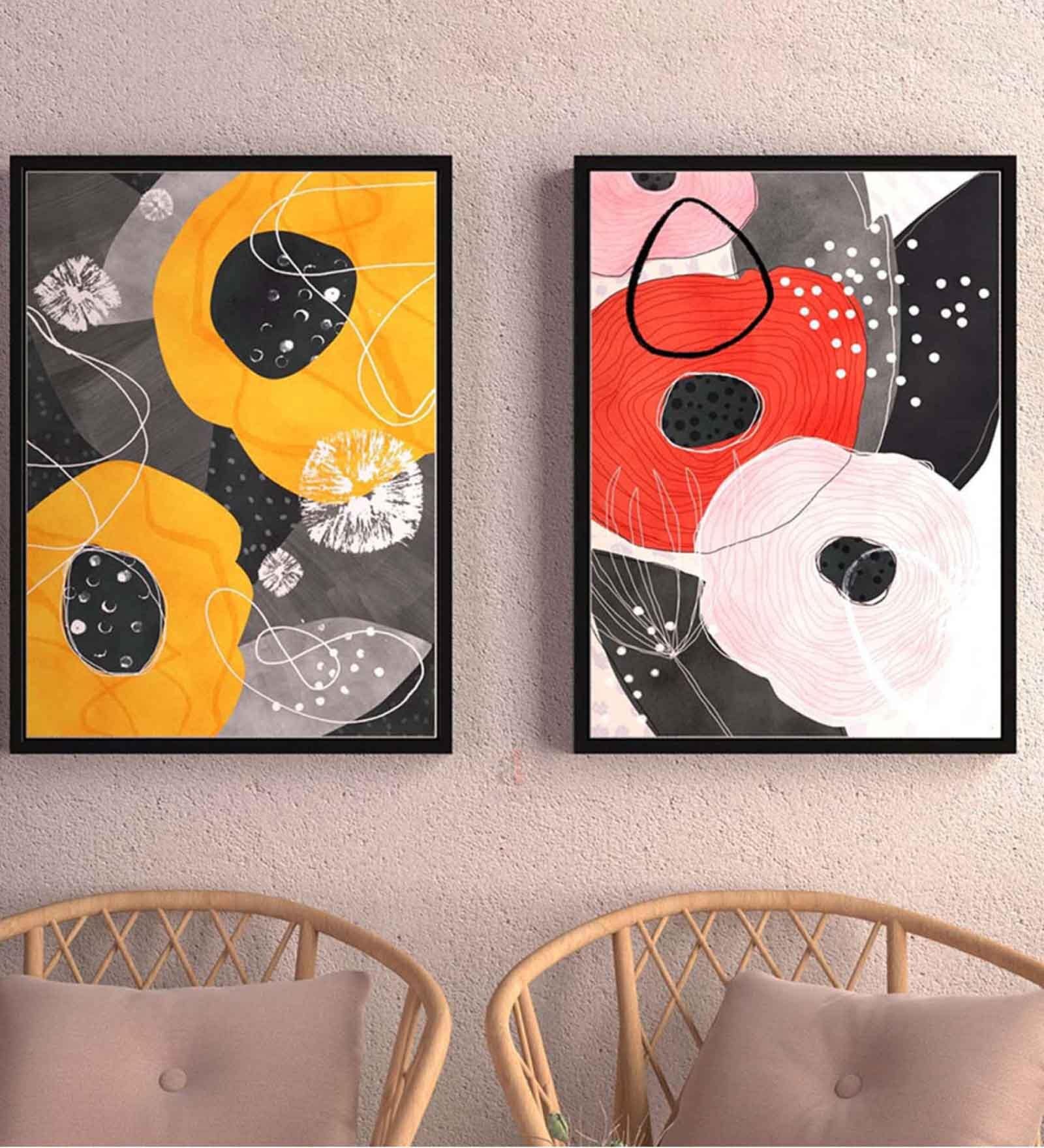 Multicolour Engineered Wood (Set of 2) Art Prints