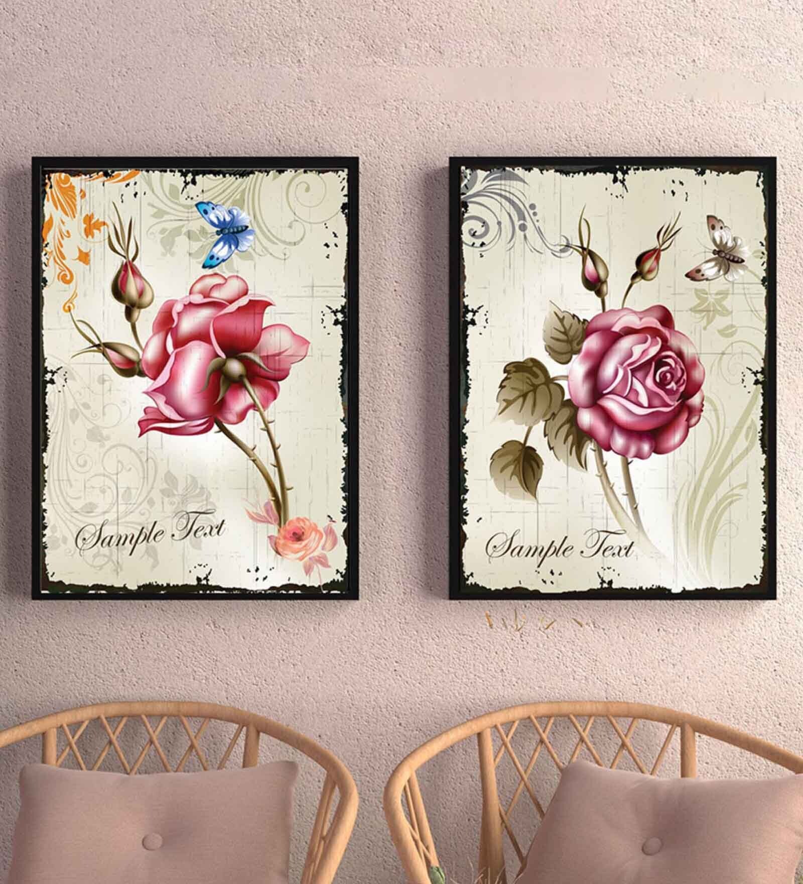 Multicolour Engineered Wood (Set of 2) Art Prints