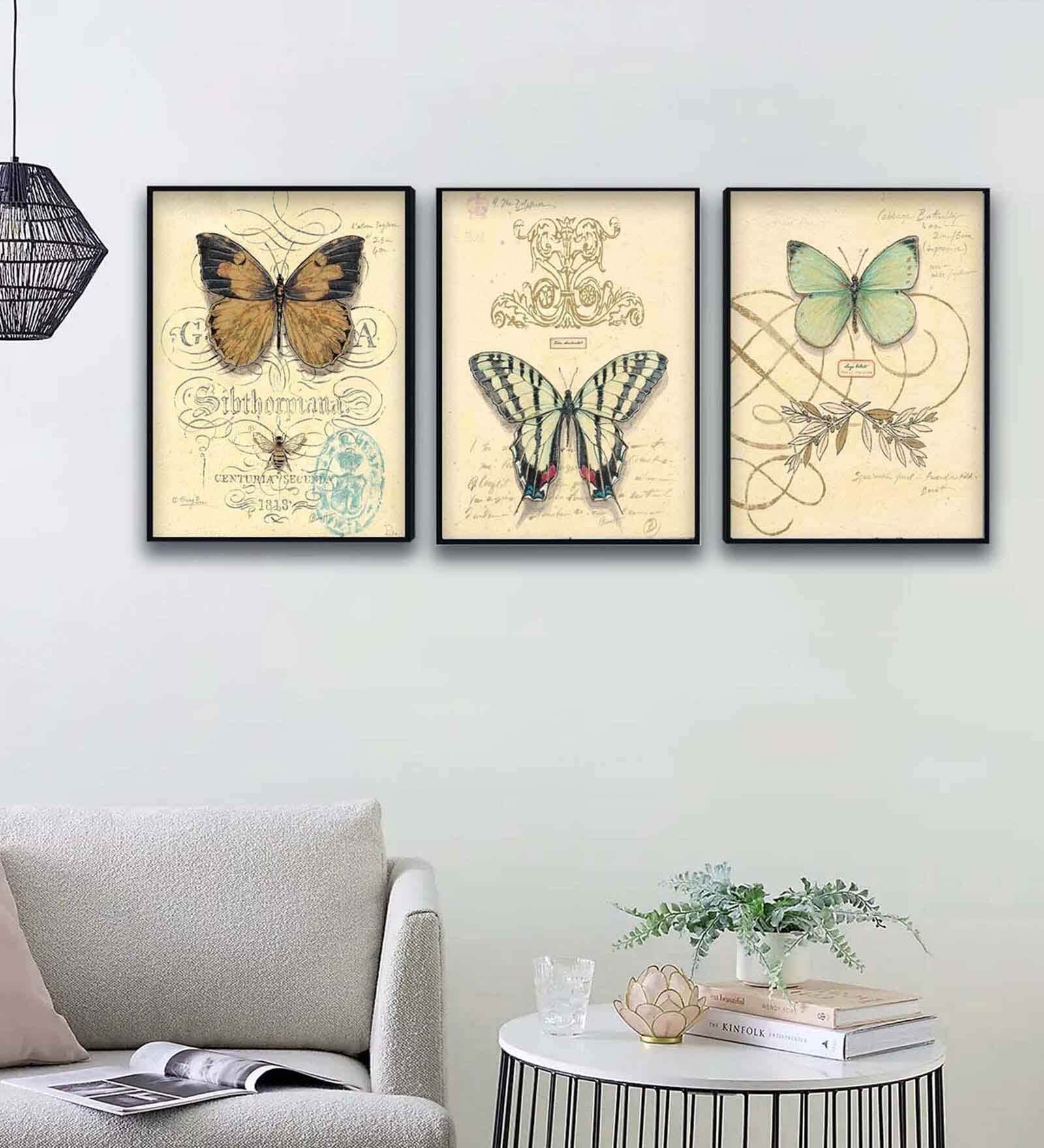 Multicolour Engineered Wood (Set of 3) Art Prints