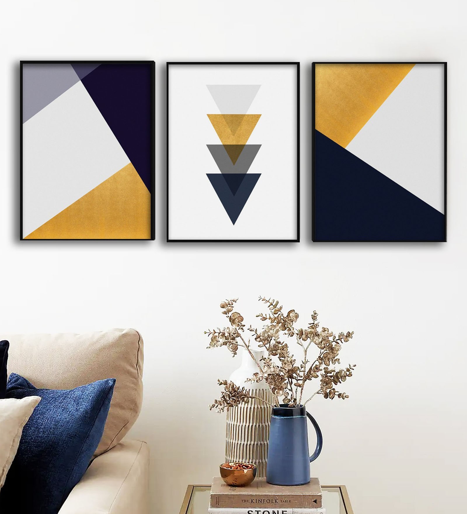 Multicolour Engineered Wood (Set of 3) Art Panels