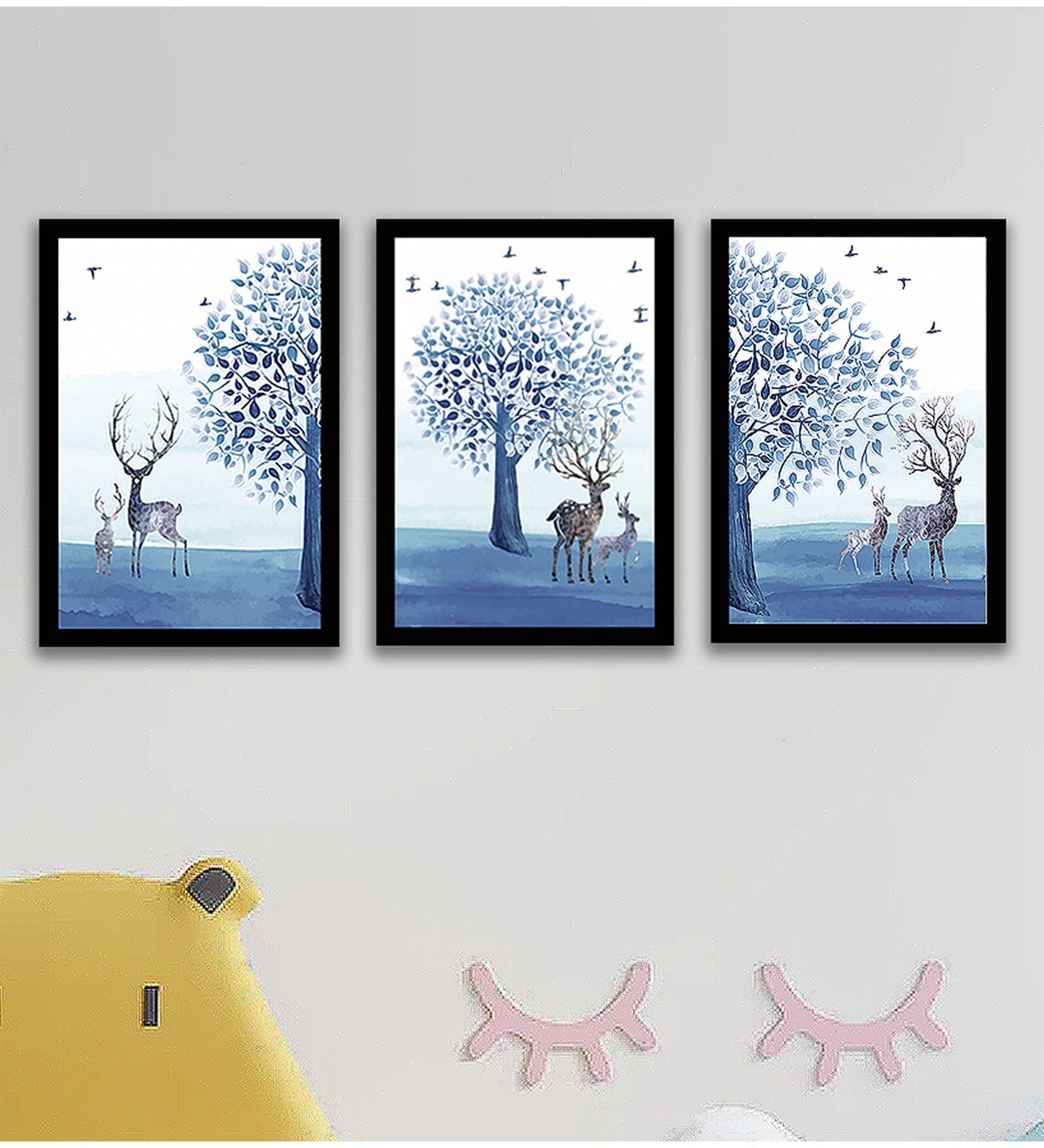 Multicolour Engineered Wood (Set of 3) Art Panelss