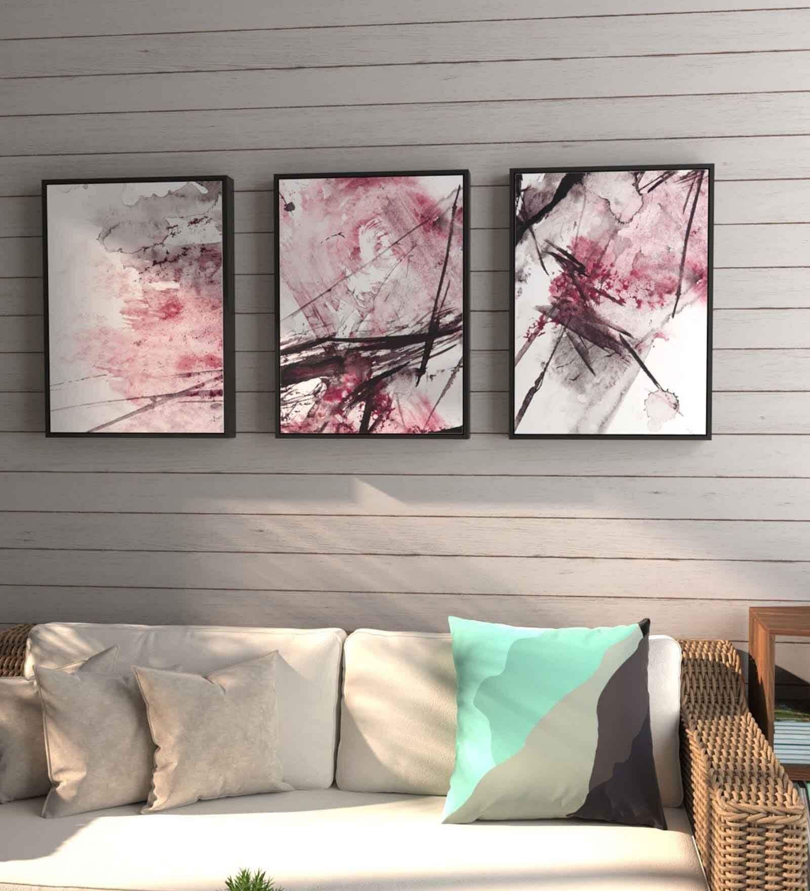 Multicolour Engineered Wood (Set of 3) Art Panels