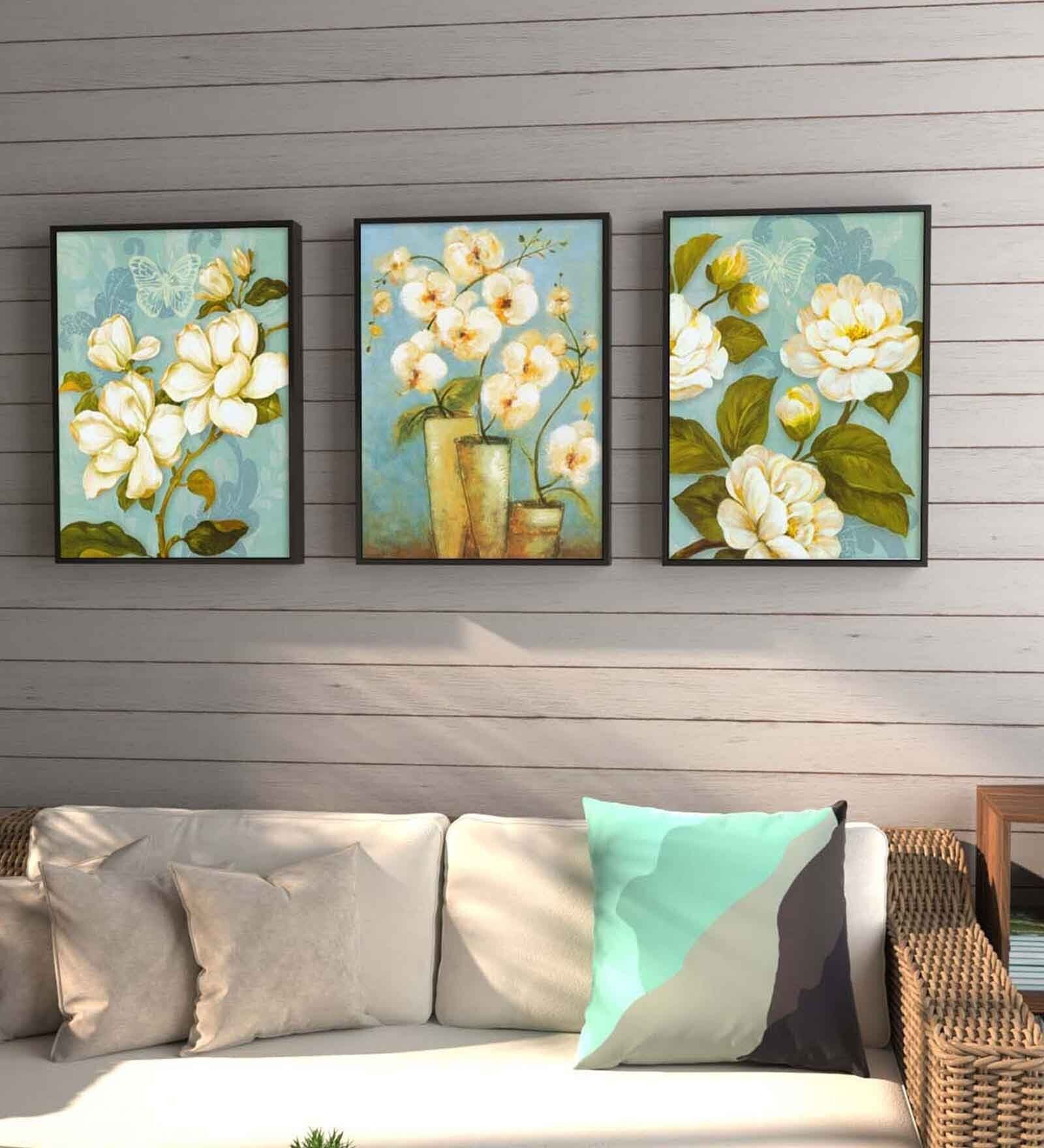 Multicolour Engineered Wood (Set of 3) Art Panels