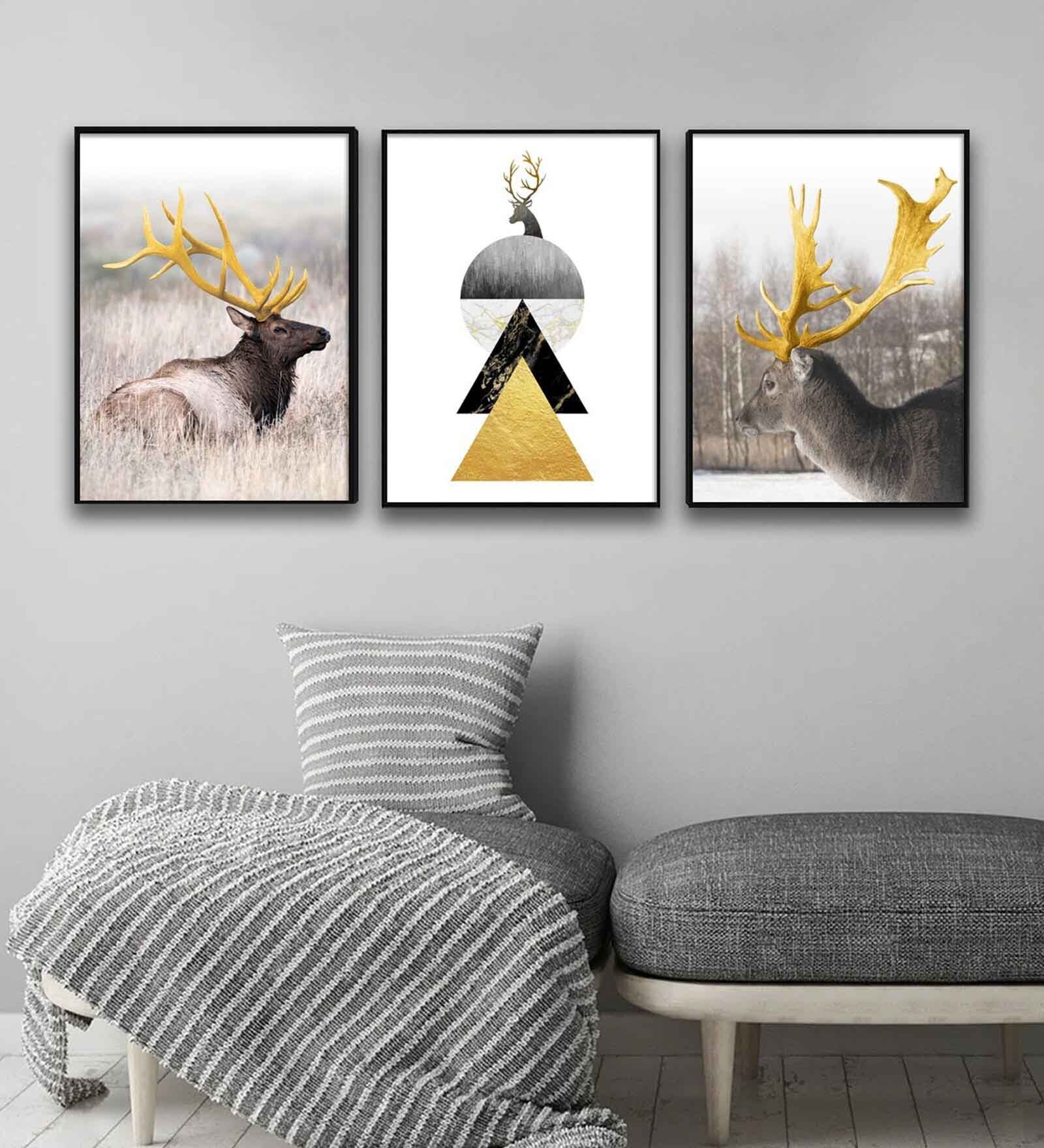 Multicolour Engineered Wood (Set of 3) Art Panels
