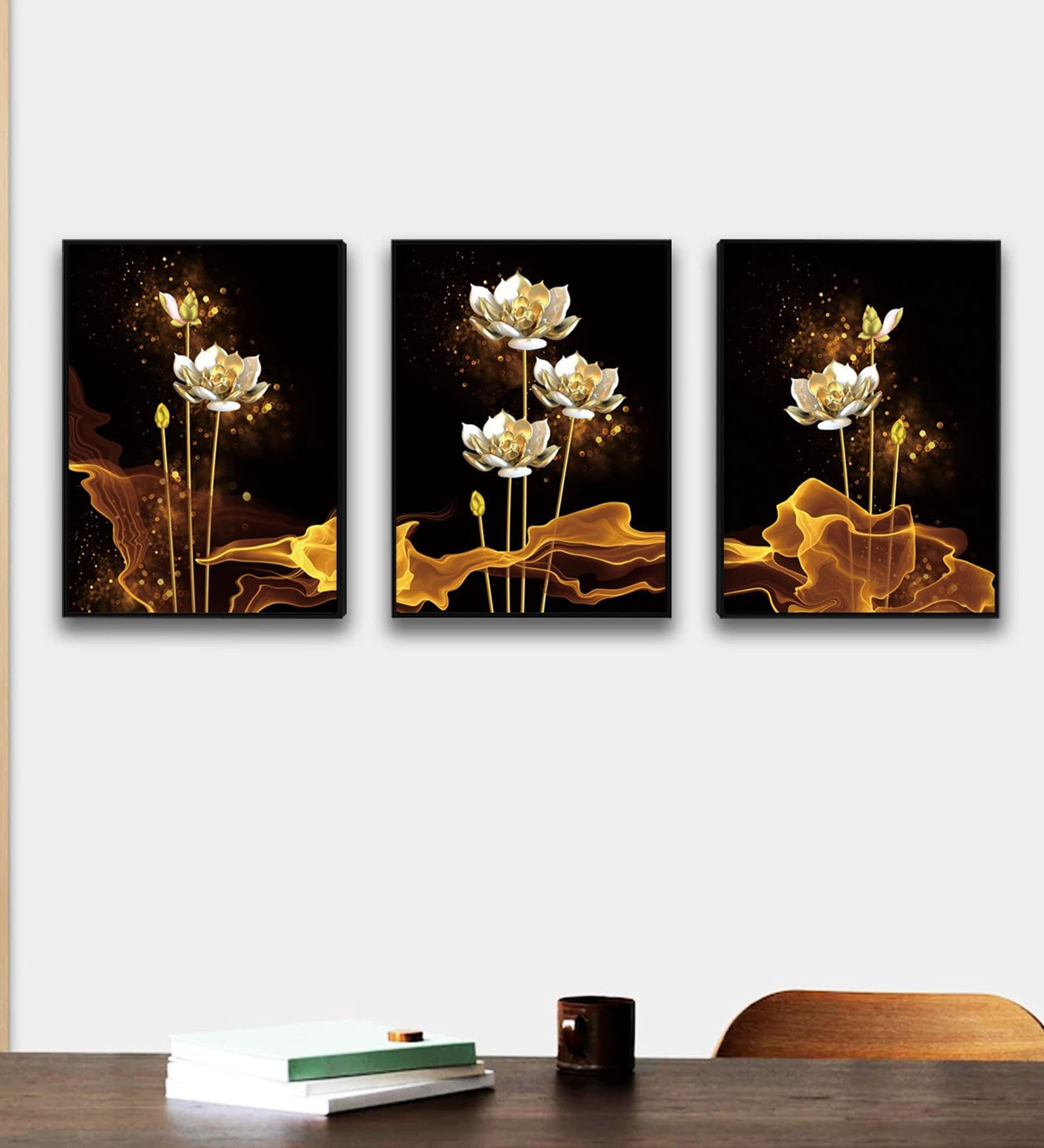 Multicolour Engineered Wood (Set of 3) Art Panels