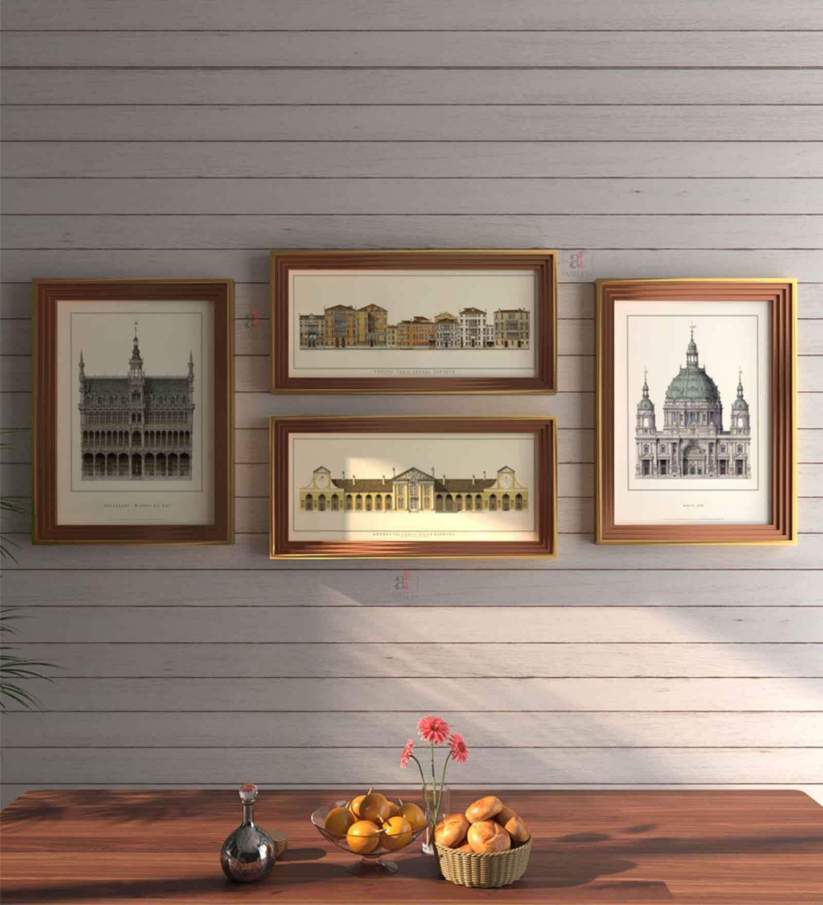 Multicolour Engineered Wood (Set of 4) Art Prints