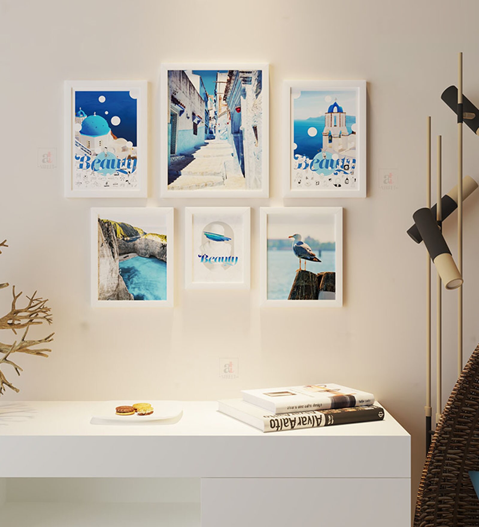 Multicolour Engineered Wood (Set Of 6) Art Panels