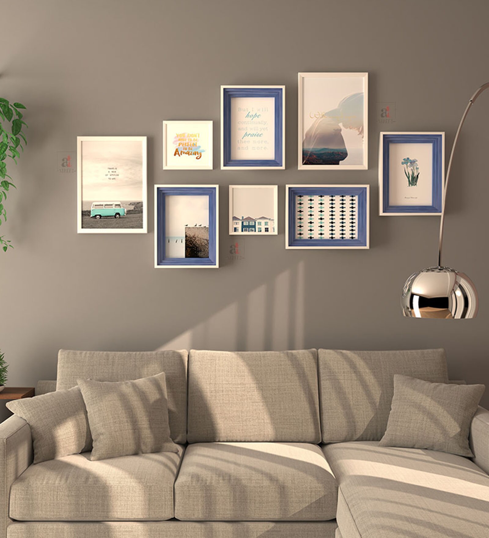 Multicolour Engineered Wood  (Set of 8) Art Panels