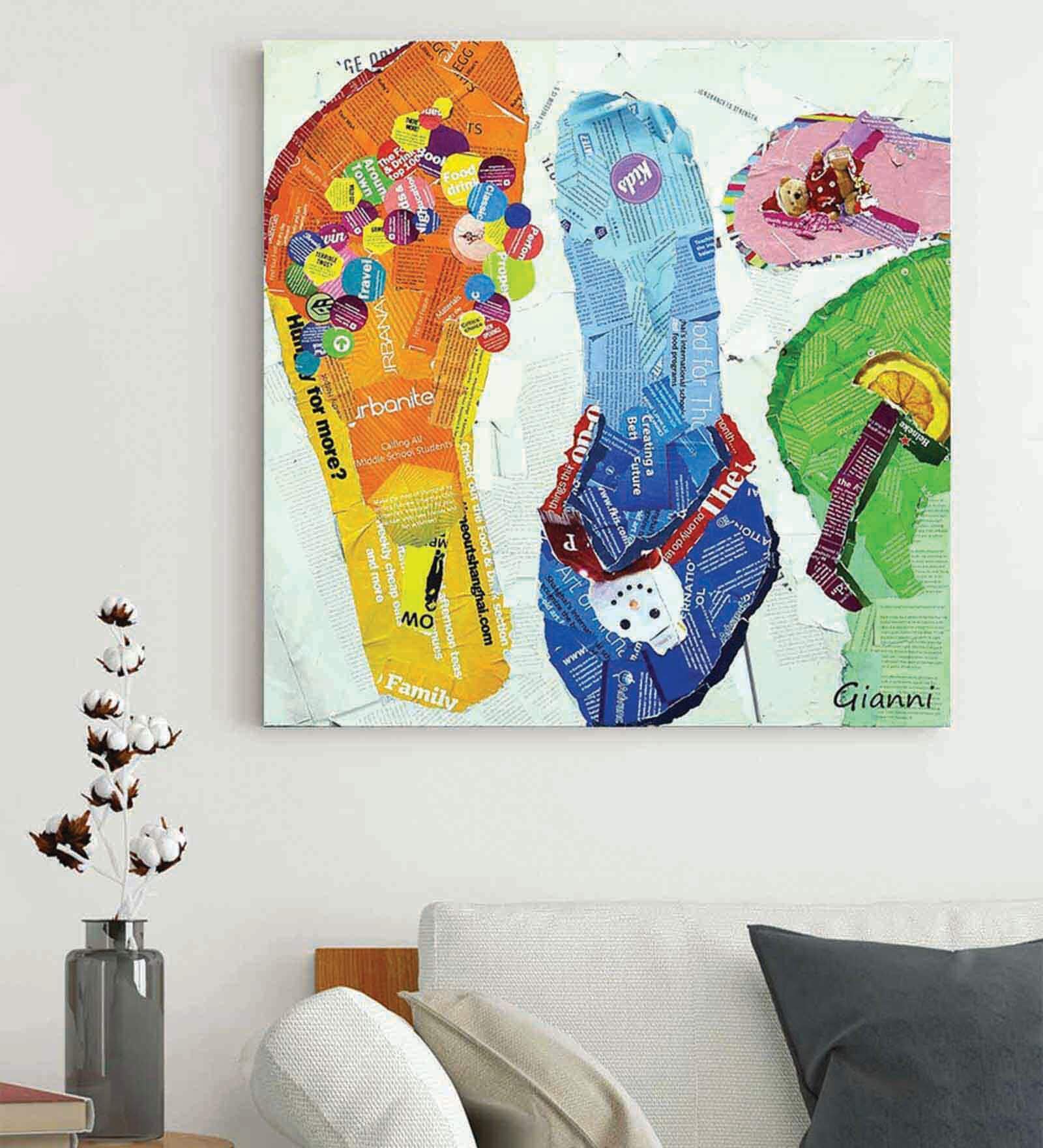 Multicolour Engineered Wood Art Print